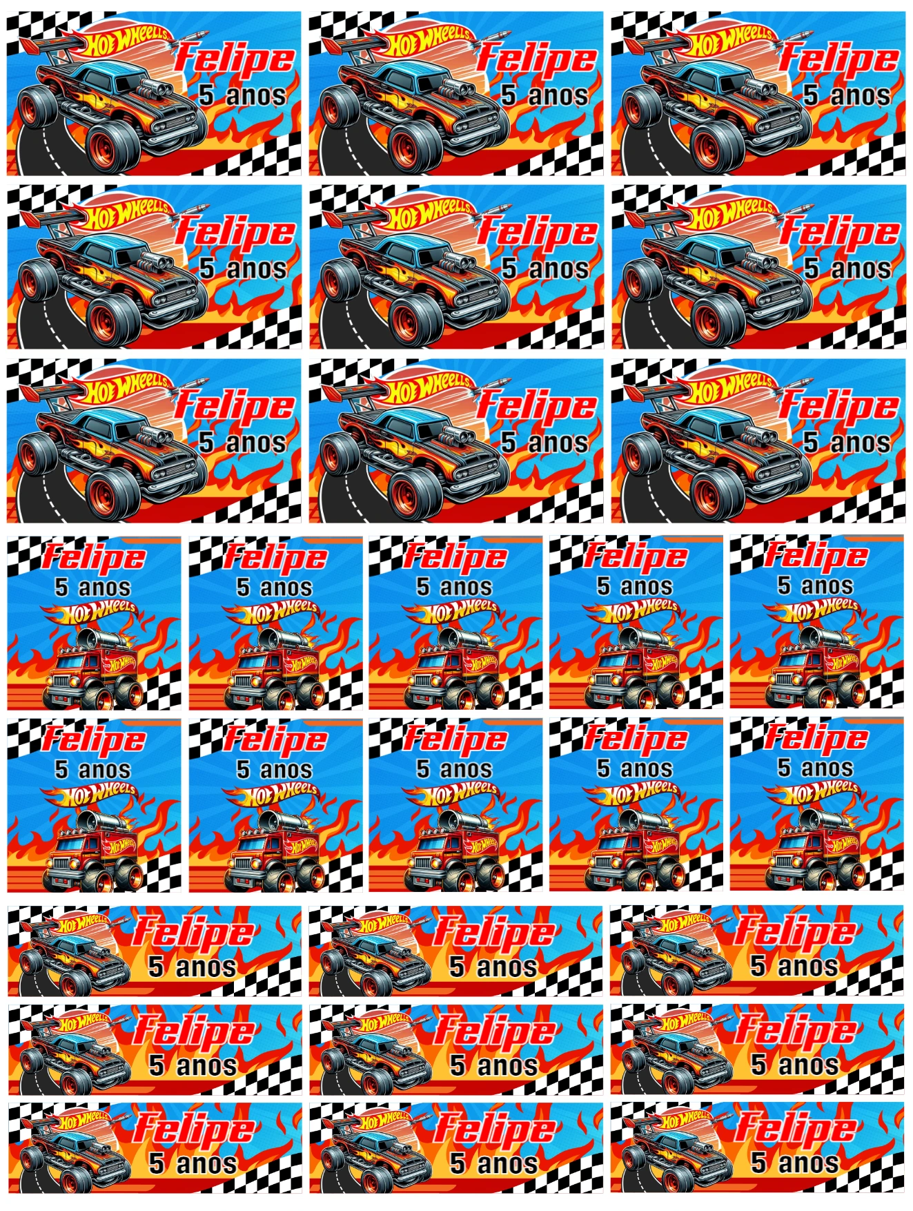 Kit Etiqueta Escolar Hot Wheels Editável para Aniversário Infantil