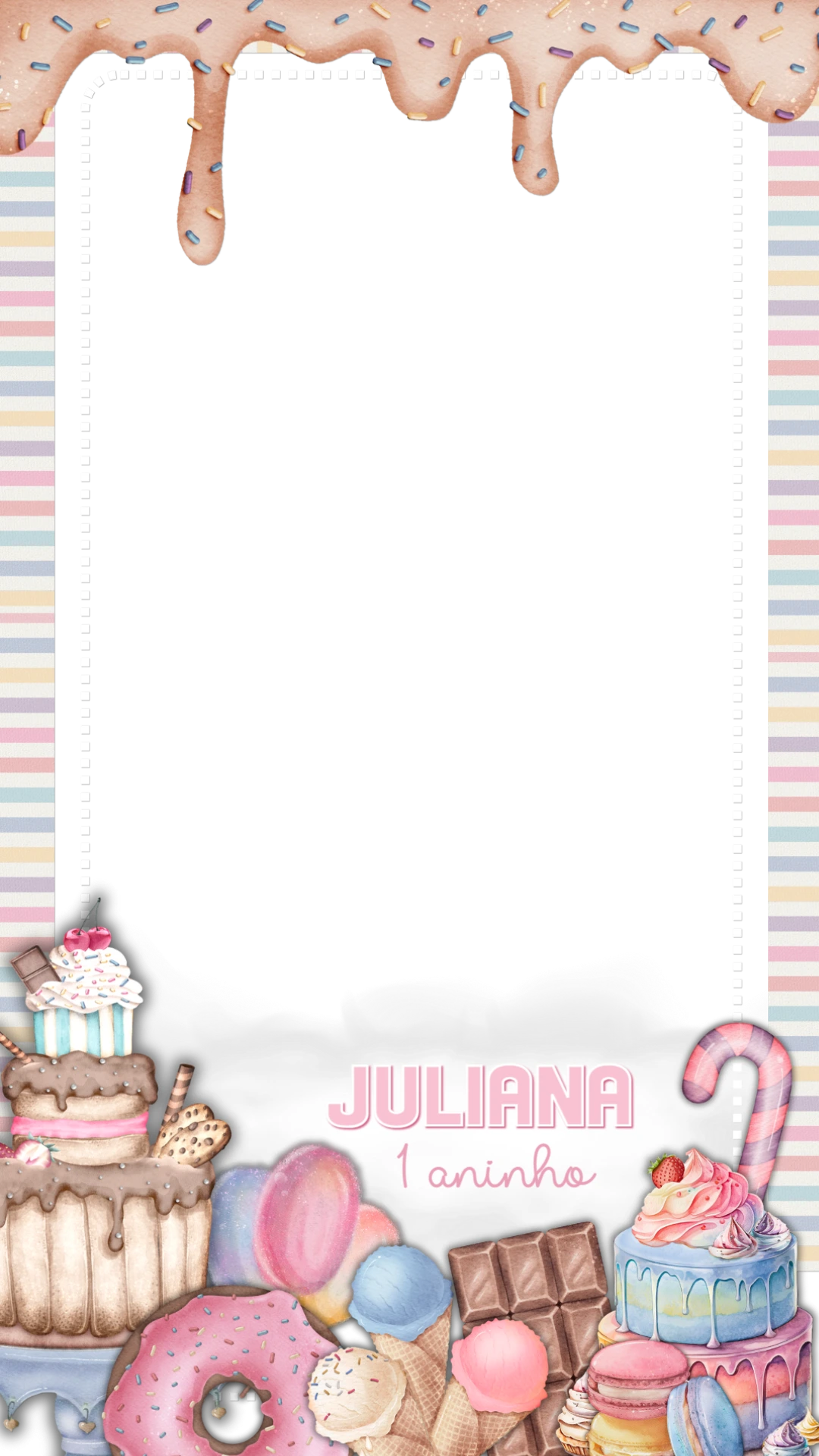 Moldura para Story Aniversário Mundo Doce Editável Online