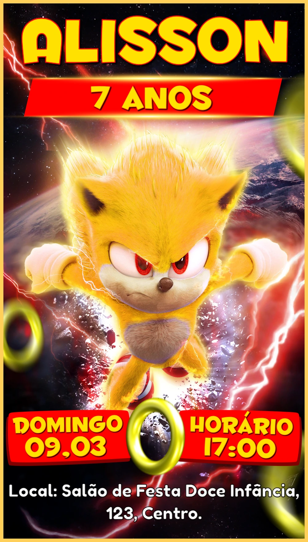 Convite de Aniversário Supersonic para Editar Online