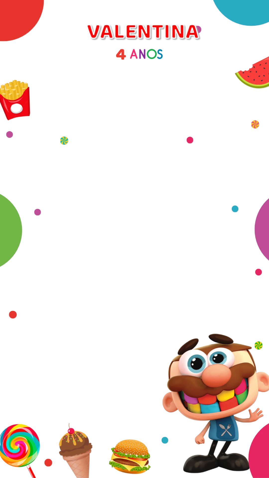 Moldura de Aniversário Tema Comilão para Editar Online