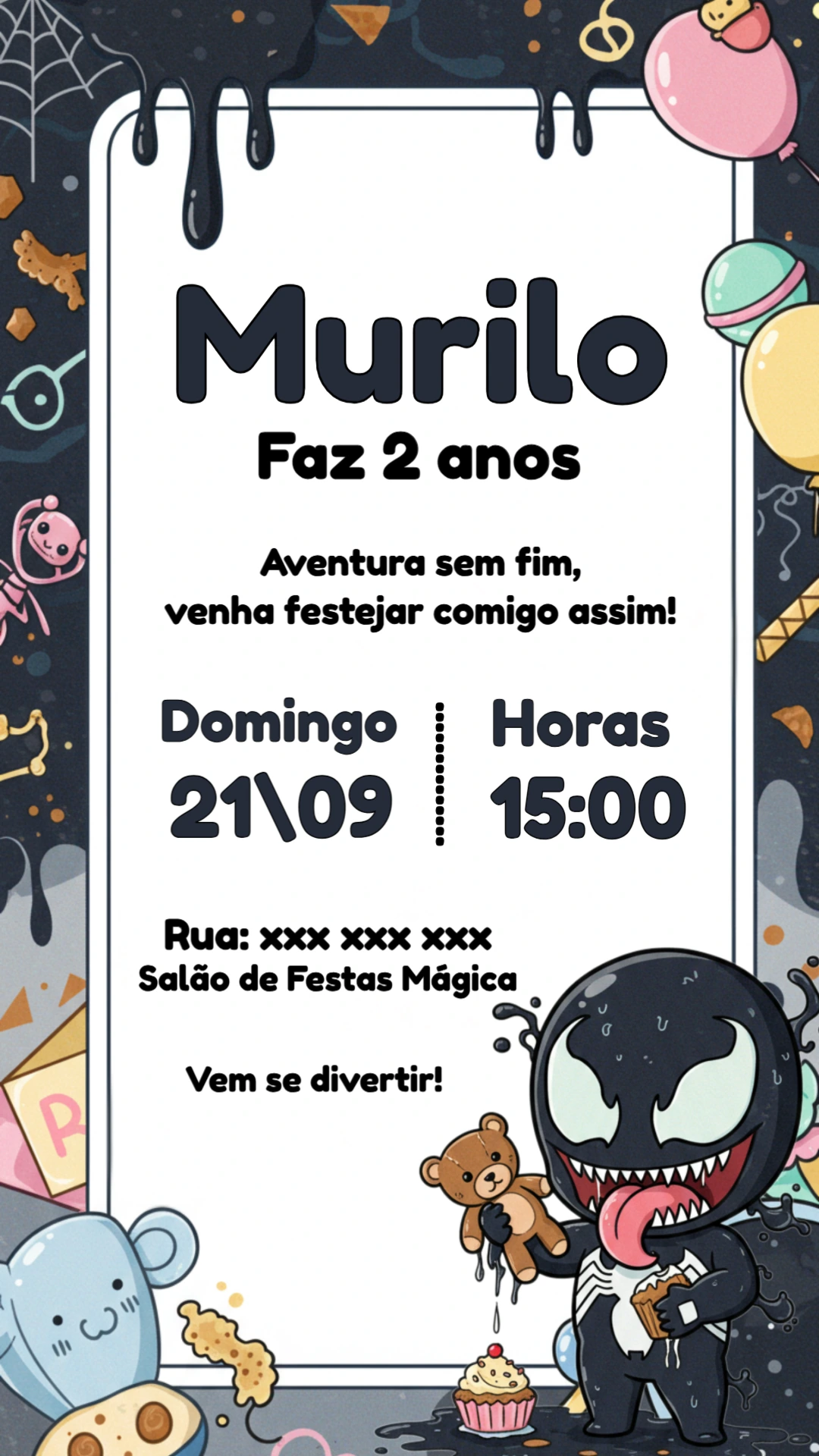 Convite de Aniversário Venom para Editar Online