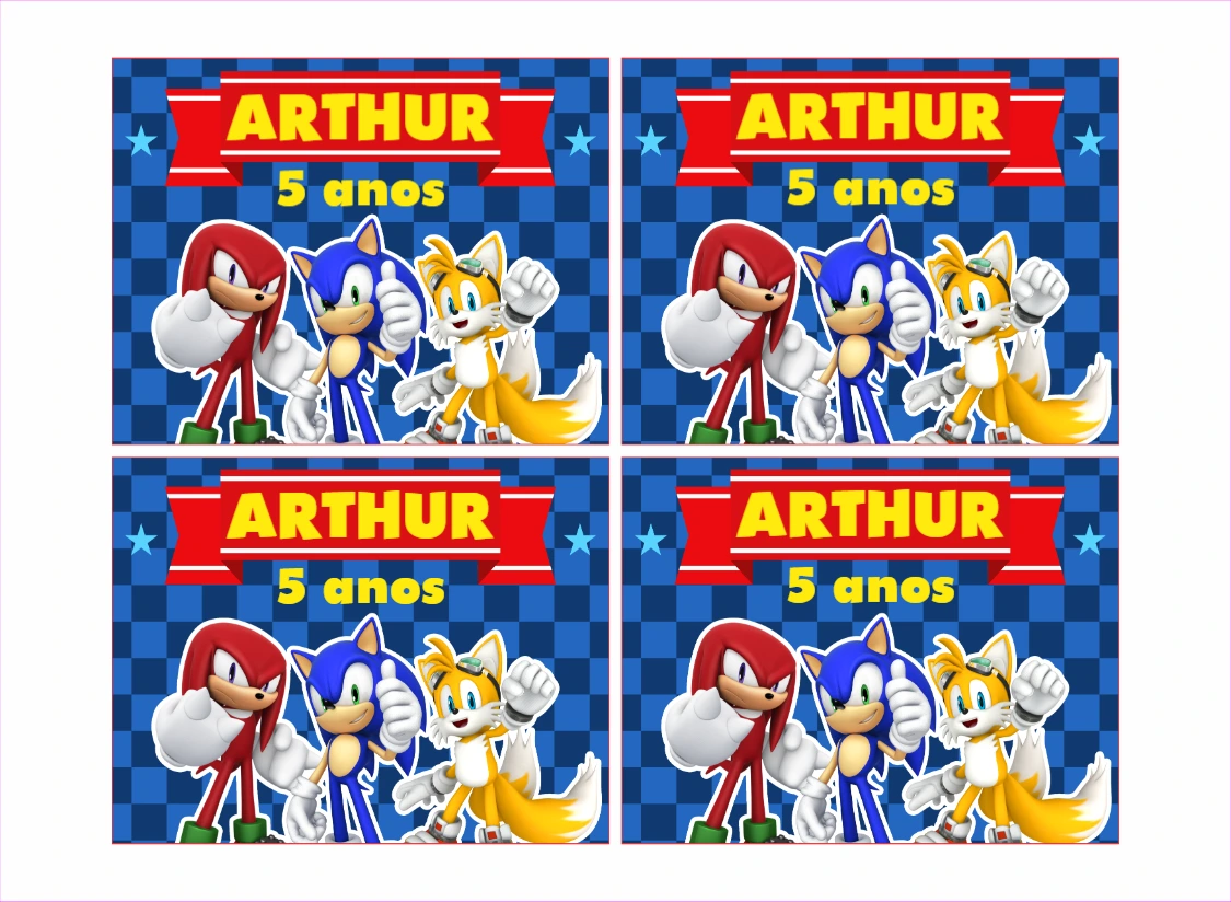 Adesivo Marmitinha Aniversário Sonic para Editar Online