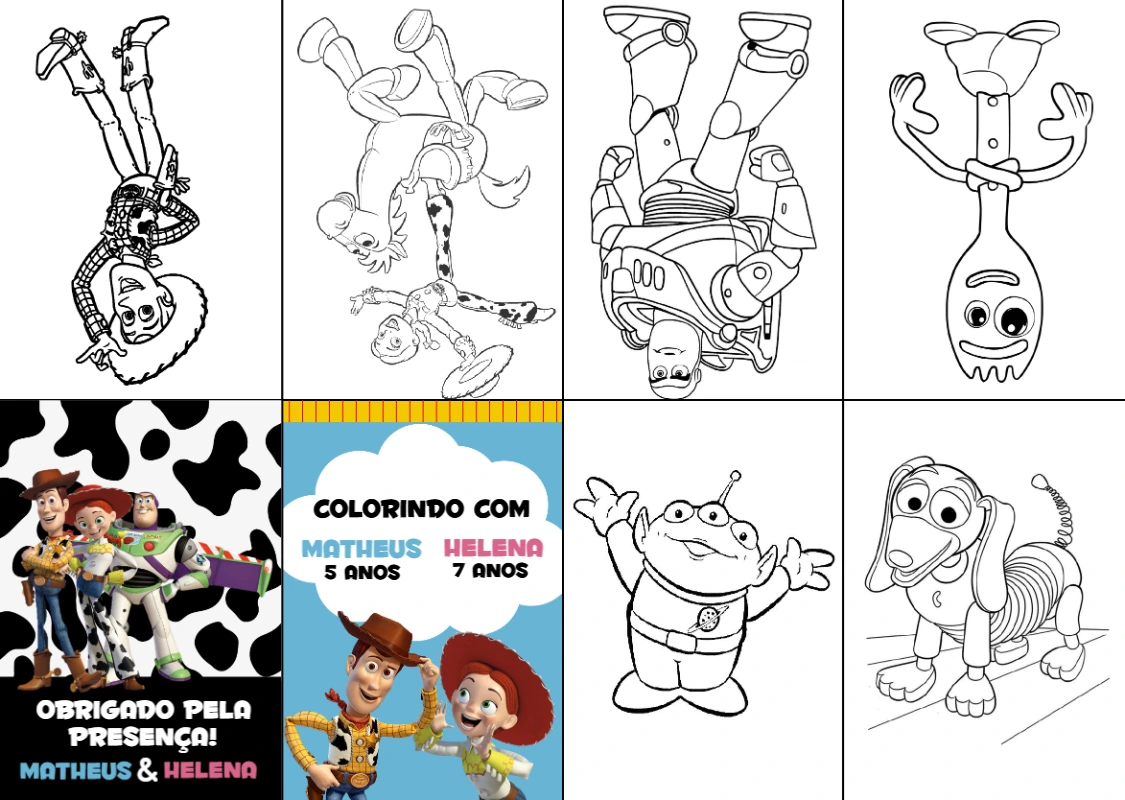Lembrancinha Toy Story Livro de Colorir para Editar Online