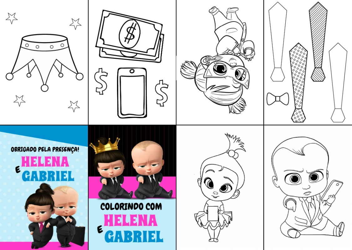 Mini Livro de Colorir Poderoso Chefinho e Chefinha para Editar