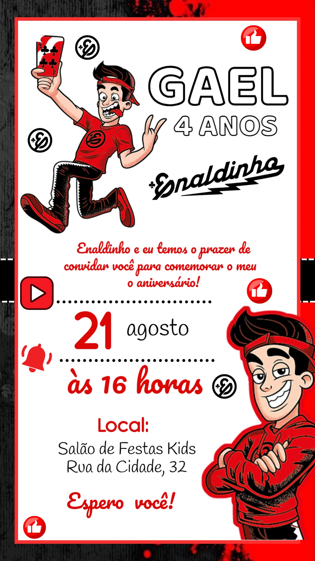 Convite de Aniversário Enaldinho para Editar Online