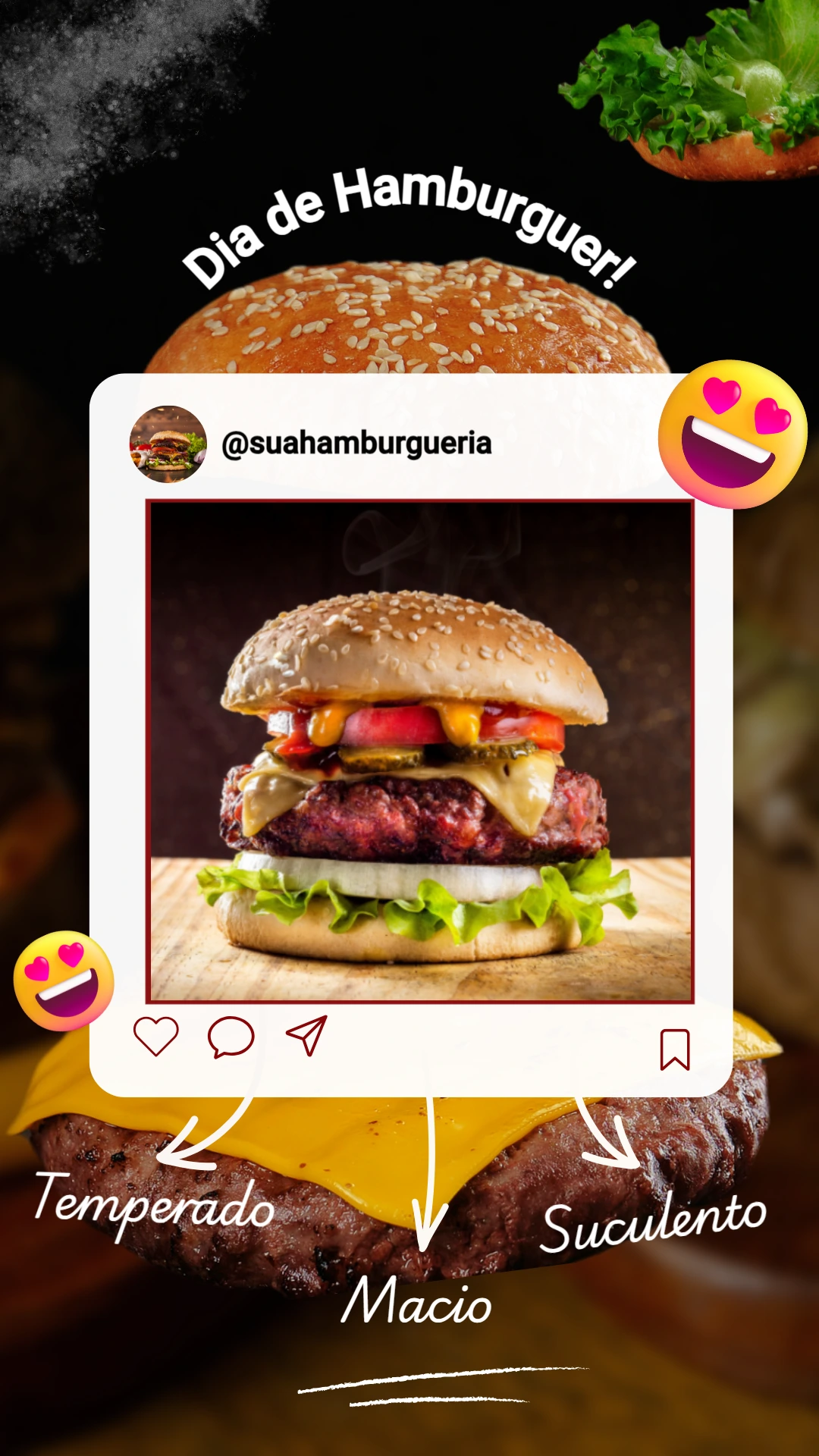 Post para Instagram de Hamburgueria para Editar Online