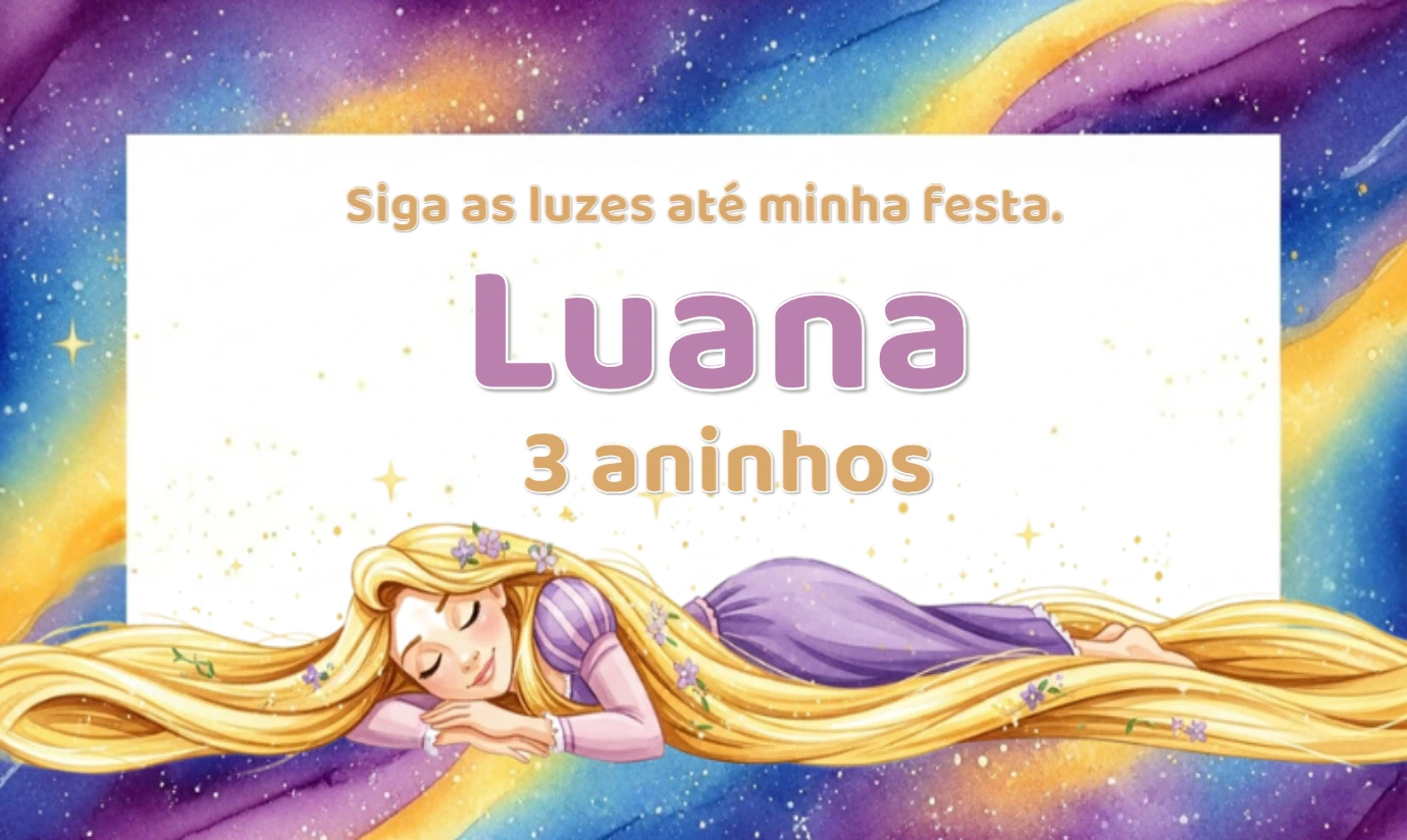 Convite de Aniversário Enrolados Disney para Editar Online