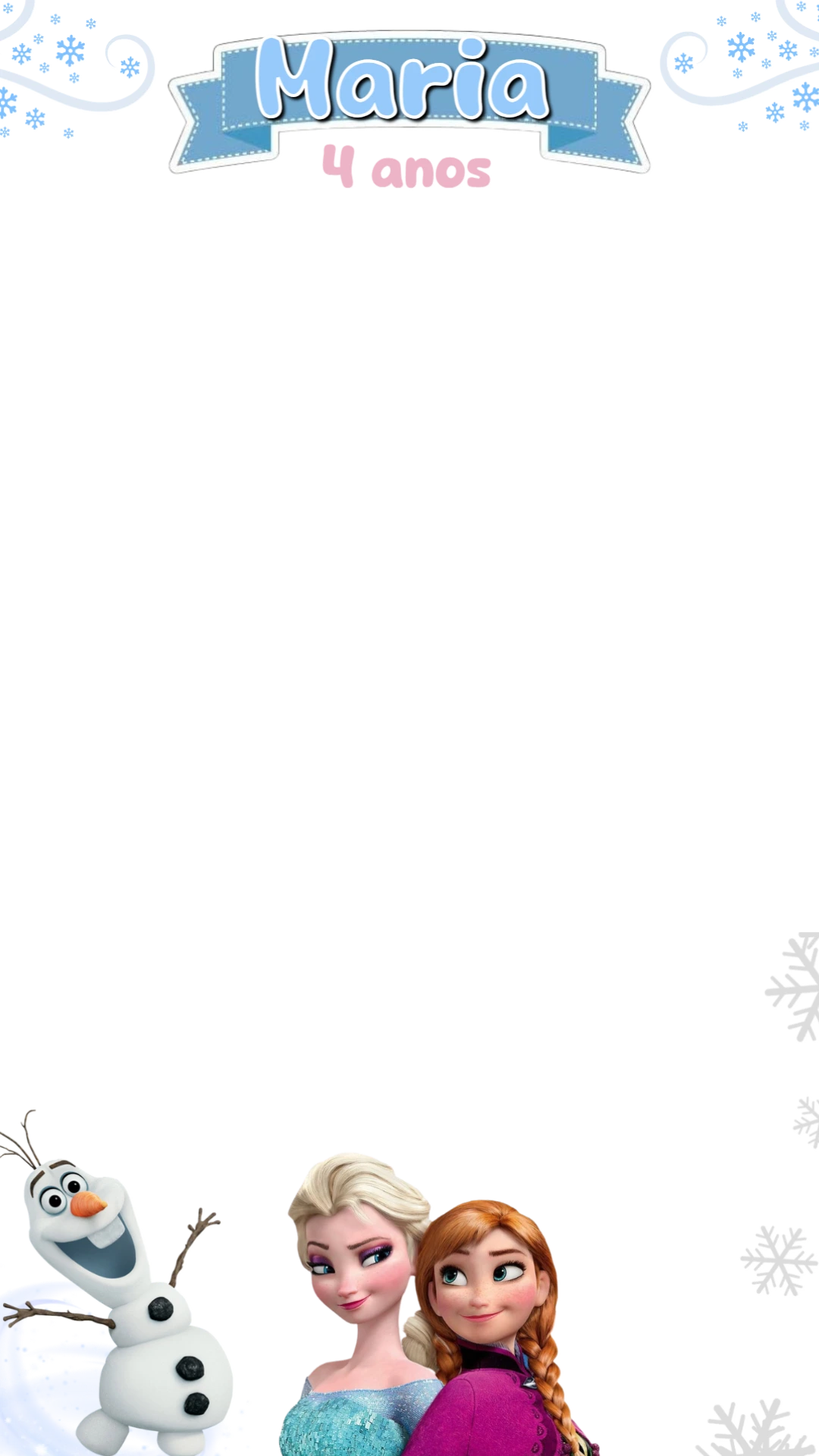 Moldura Aniversário Frozen com Personagens para Editar Online