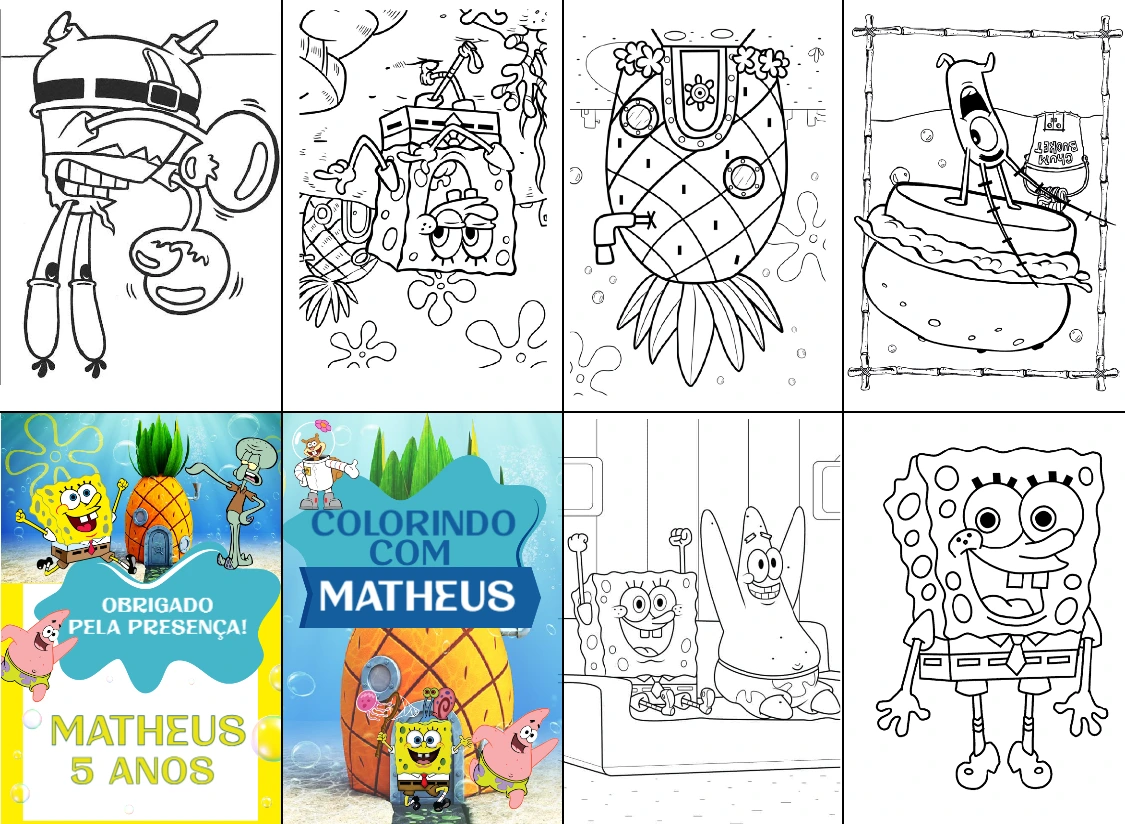 Lembrancinha Bob Esponja: Livro de Colorir Editável Online