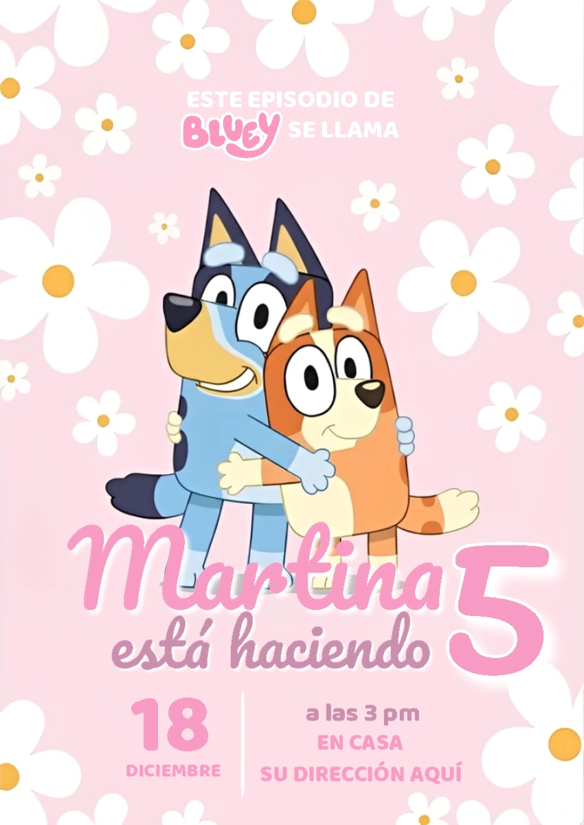 Invitación de Cumpleaños de Bluey y Bingo para Editar Online