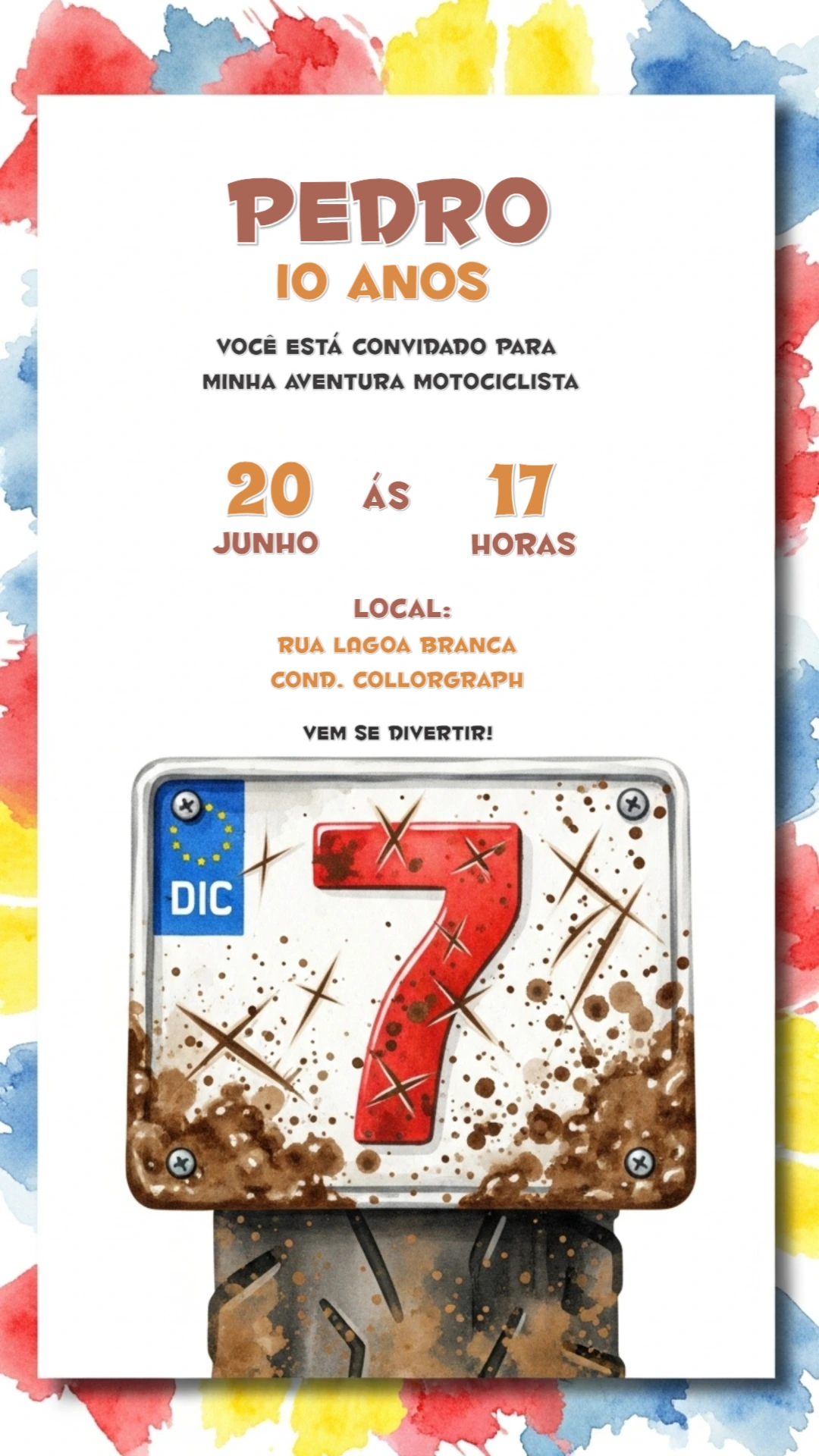 Convite de Aniversário Motocross para Editar Online