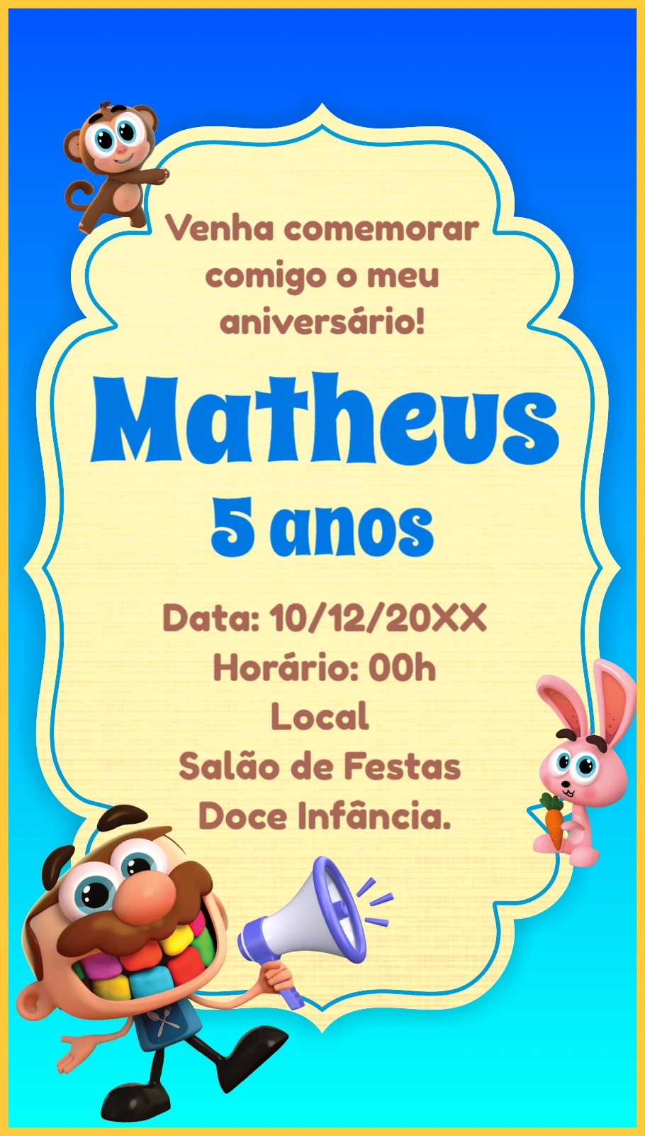 Convite Aniversário José Comilão e Amigos para Editar Online