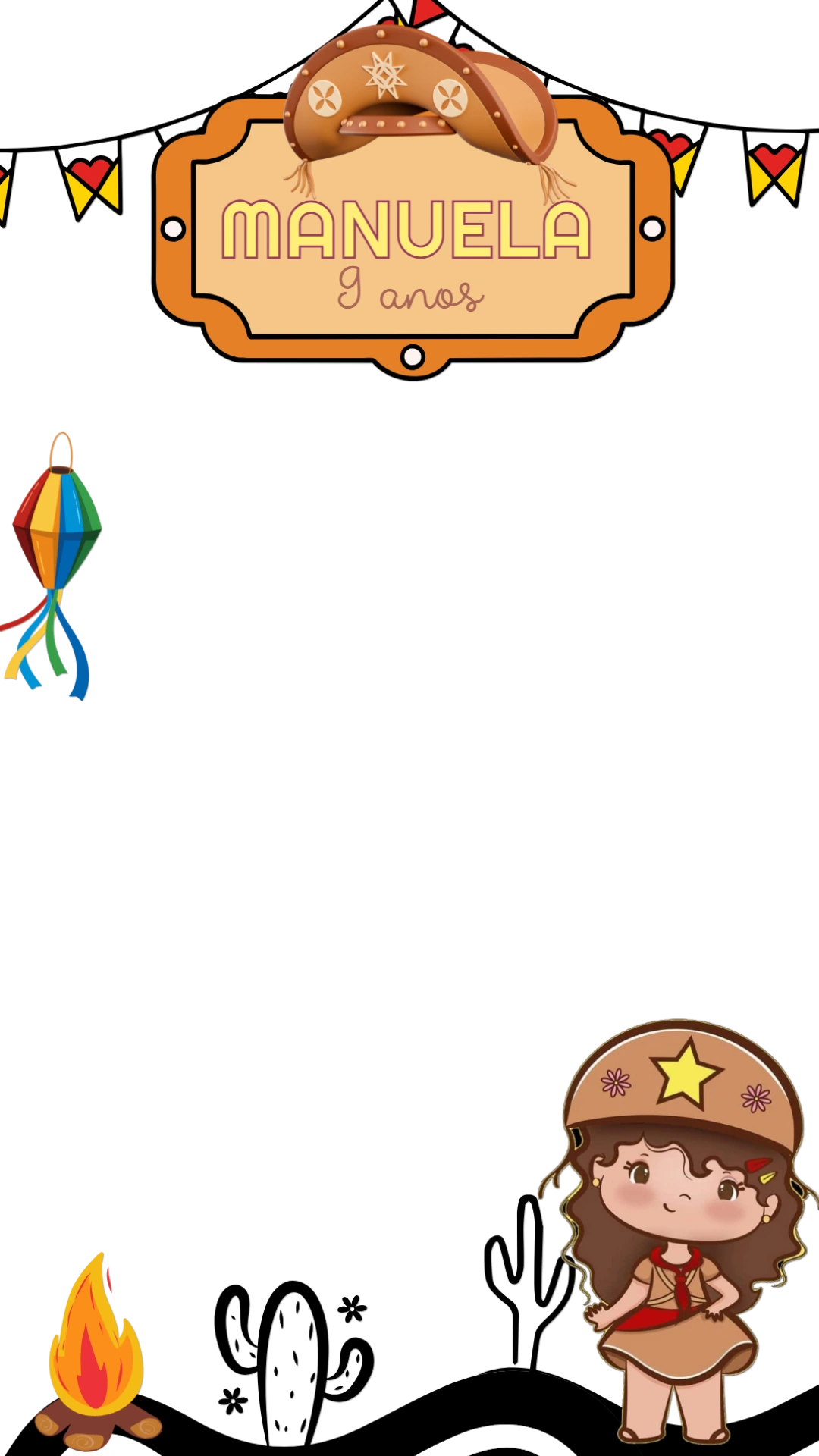 Moldura de Aniversário Cordel Encantado para Stories Editável