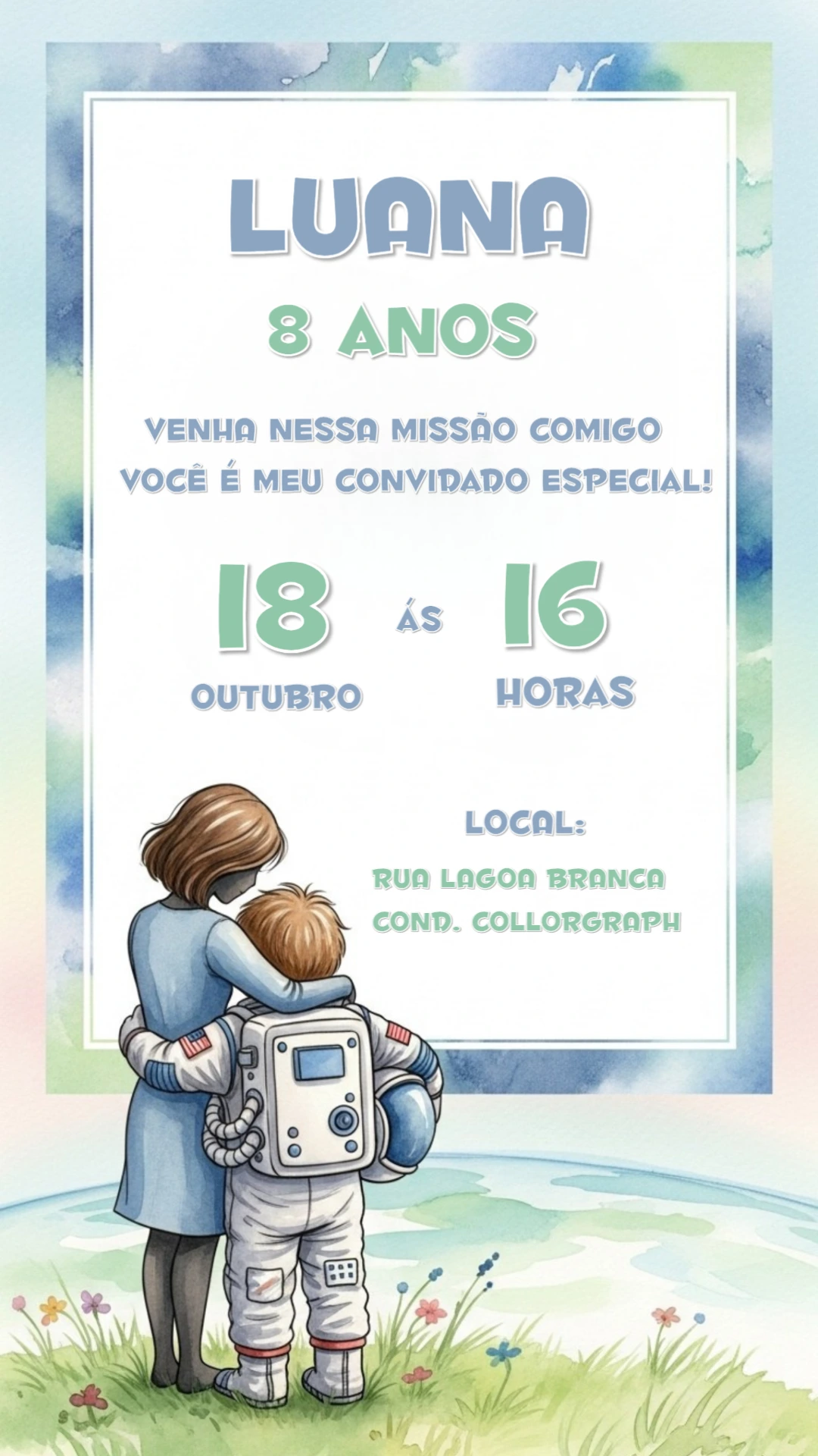 Convite de Aniversário Astronauta Emocionante para Editar Online