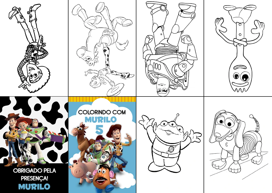 Mini Livro de Colorir Toy Story para Editar e Imprimir
