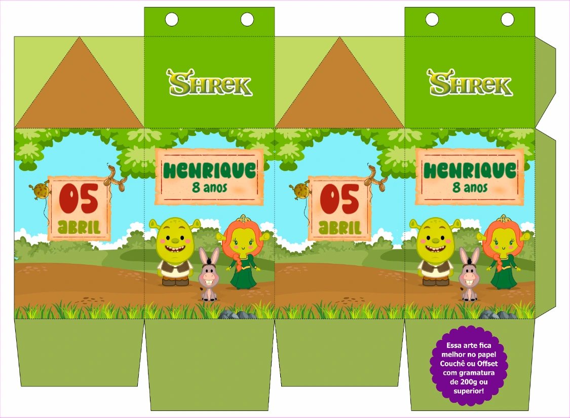 Caixa Milk Shrek para Aniversário | Editável Online para Imprimir