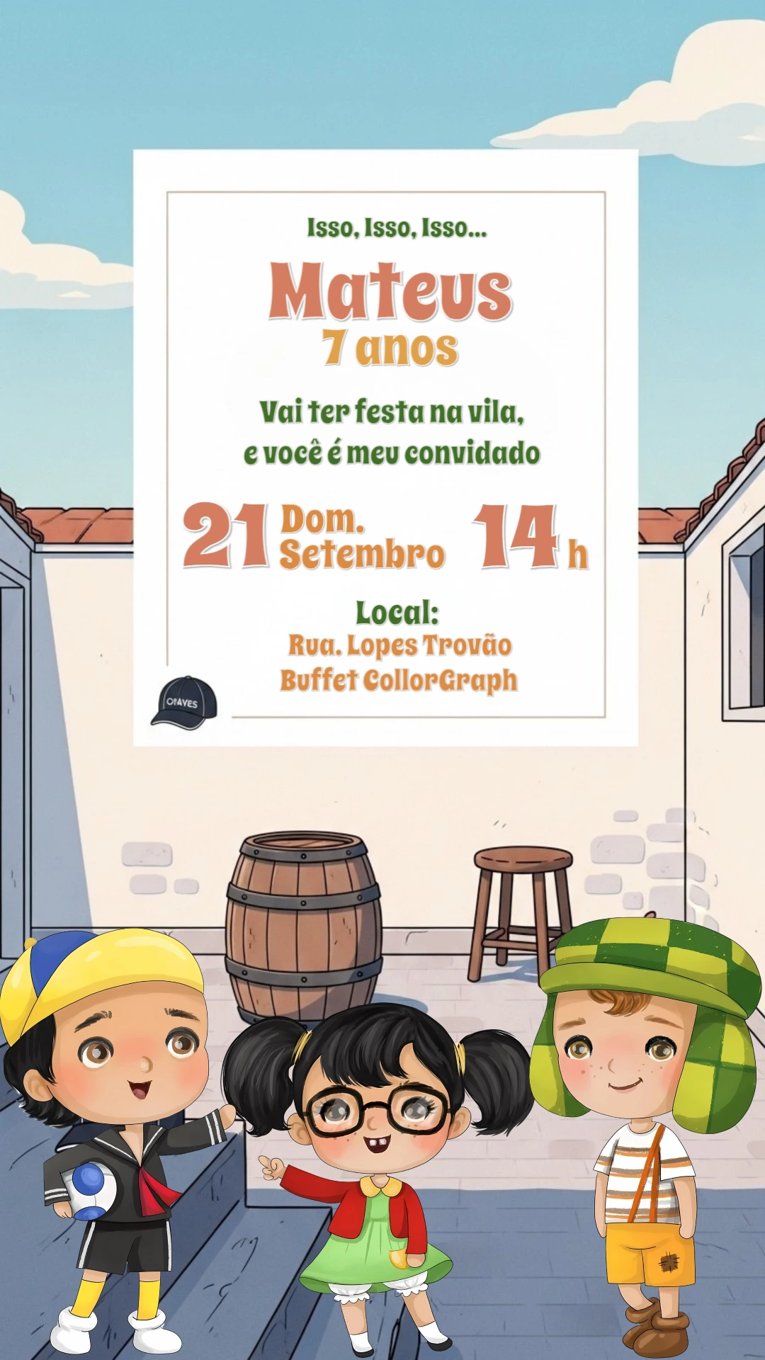 Convite Aniversário Turma do Chaves Editável Online