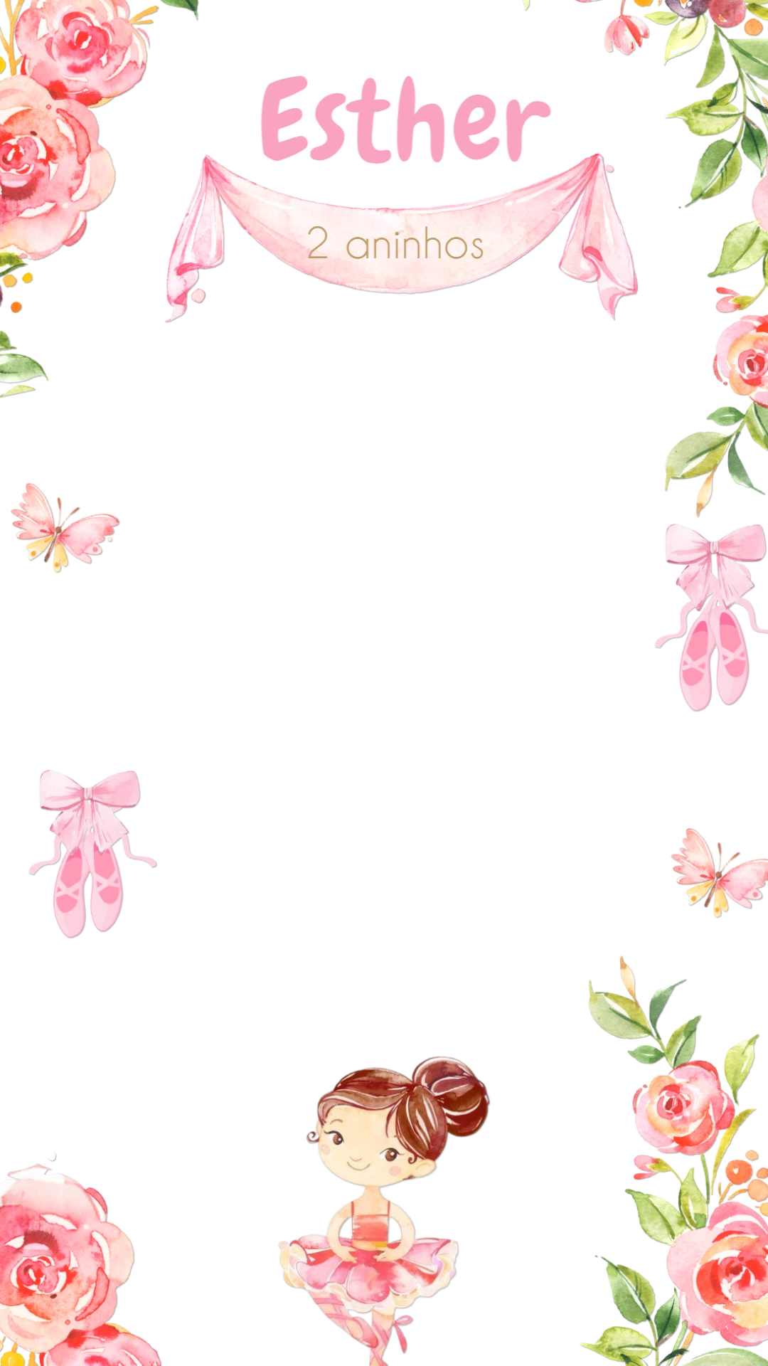 Moldura para Stories Aniversário Bailarina Editável