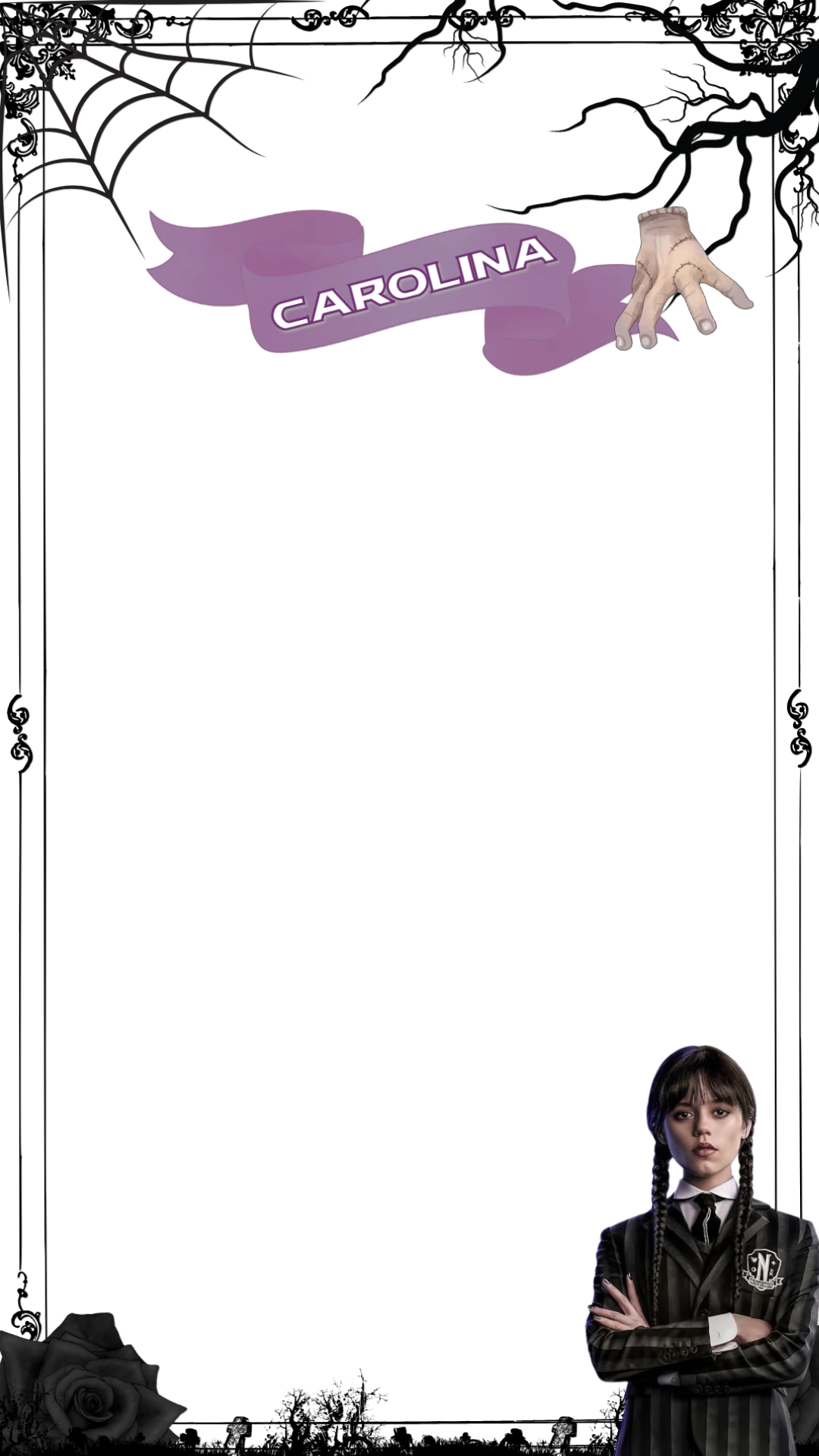 Moldura de Aniversário Wandinha para Stories Editável Online