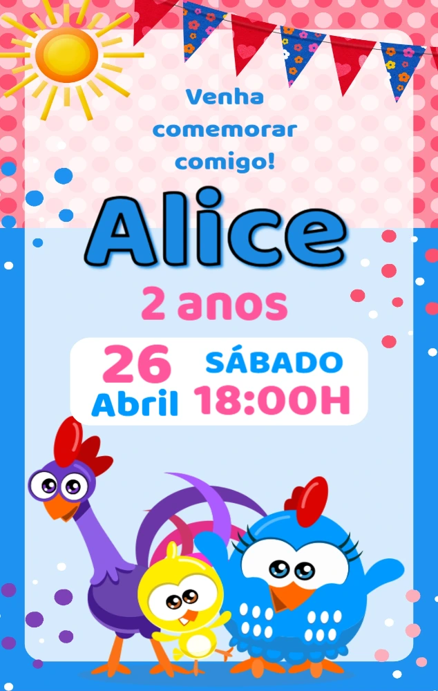 Convite Aniversário Galinha Pintadinha Mini para Editar Online