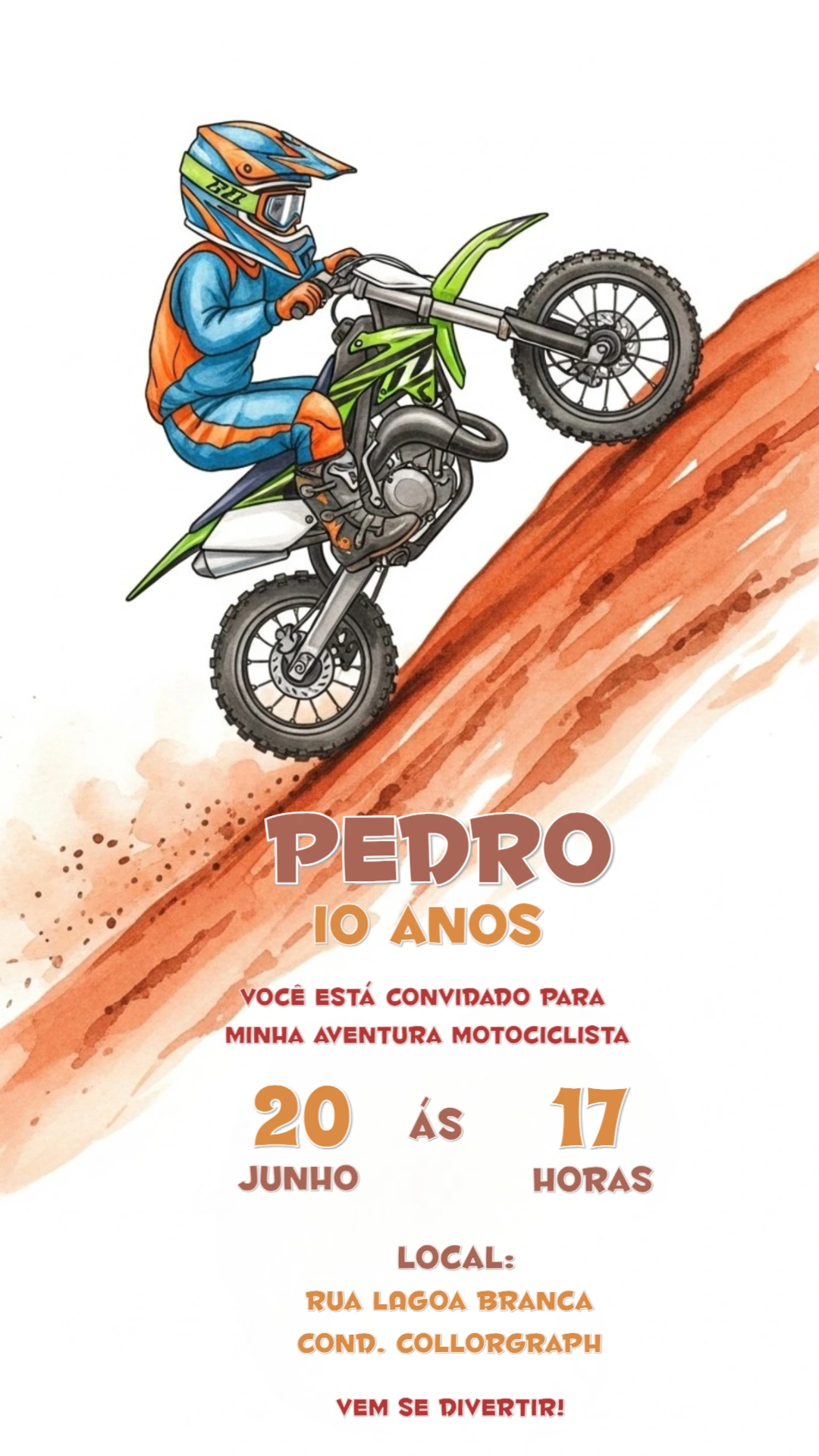 Convite de Aniversário Motocross Radical para Editar Online