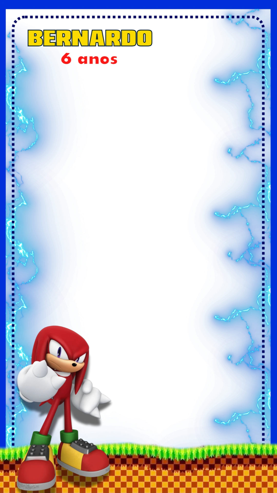 Moldura de Aniversário Knuckles para Editar e Imprimir