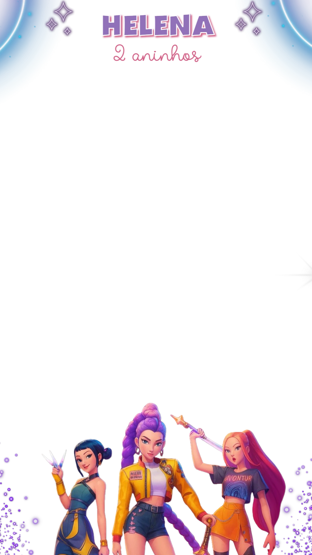 Moldura Story Aniversário Guerreiras K-Pop para Editar