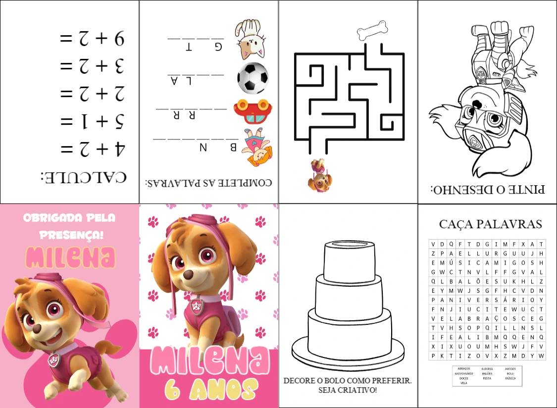 Livrinho de Atividades Skye Patrulha Canina para Editar Online