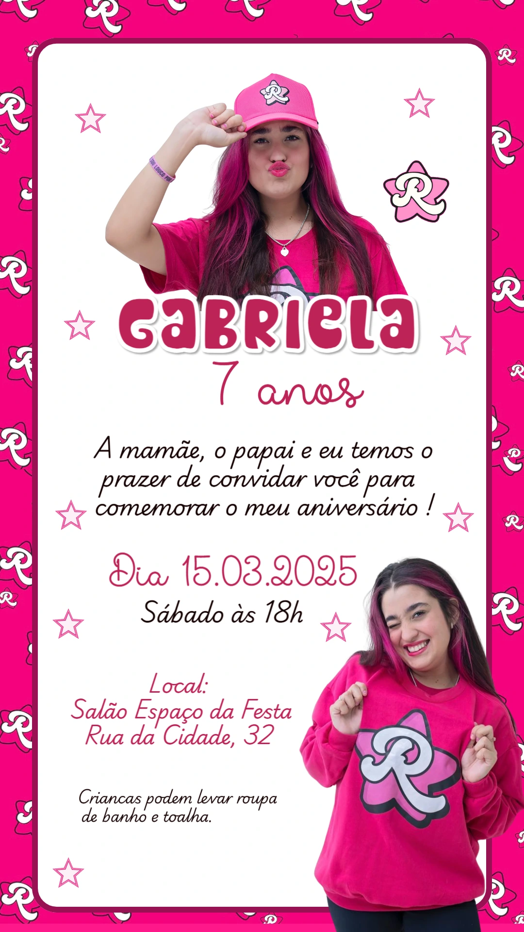 Convite Aniversário Emilly Vick com Foto para Editar Online