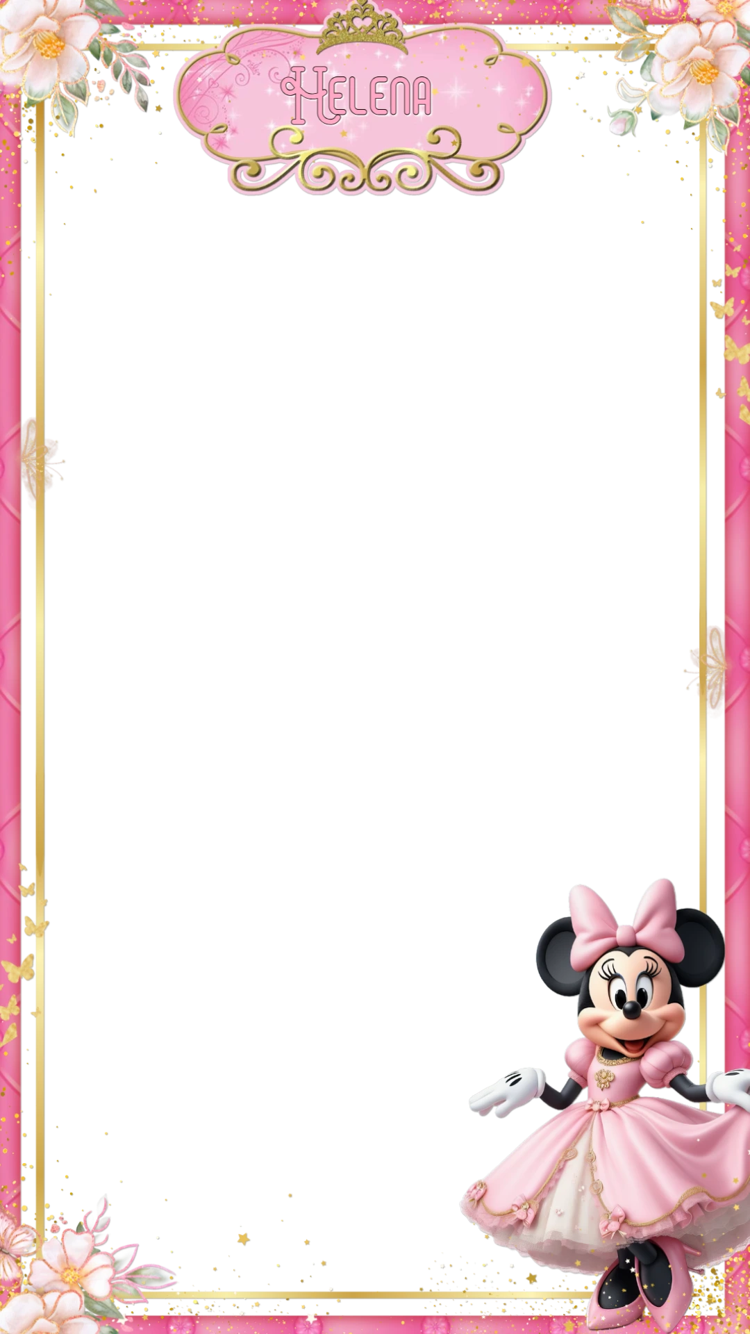 Moldura Aniversário Minnie Realeza para Stories para Editar Online