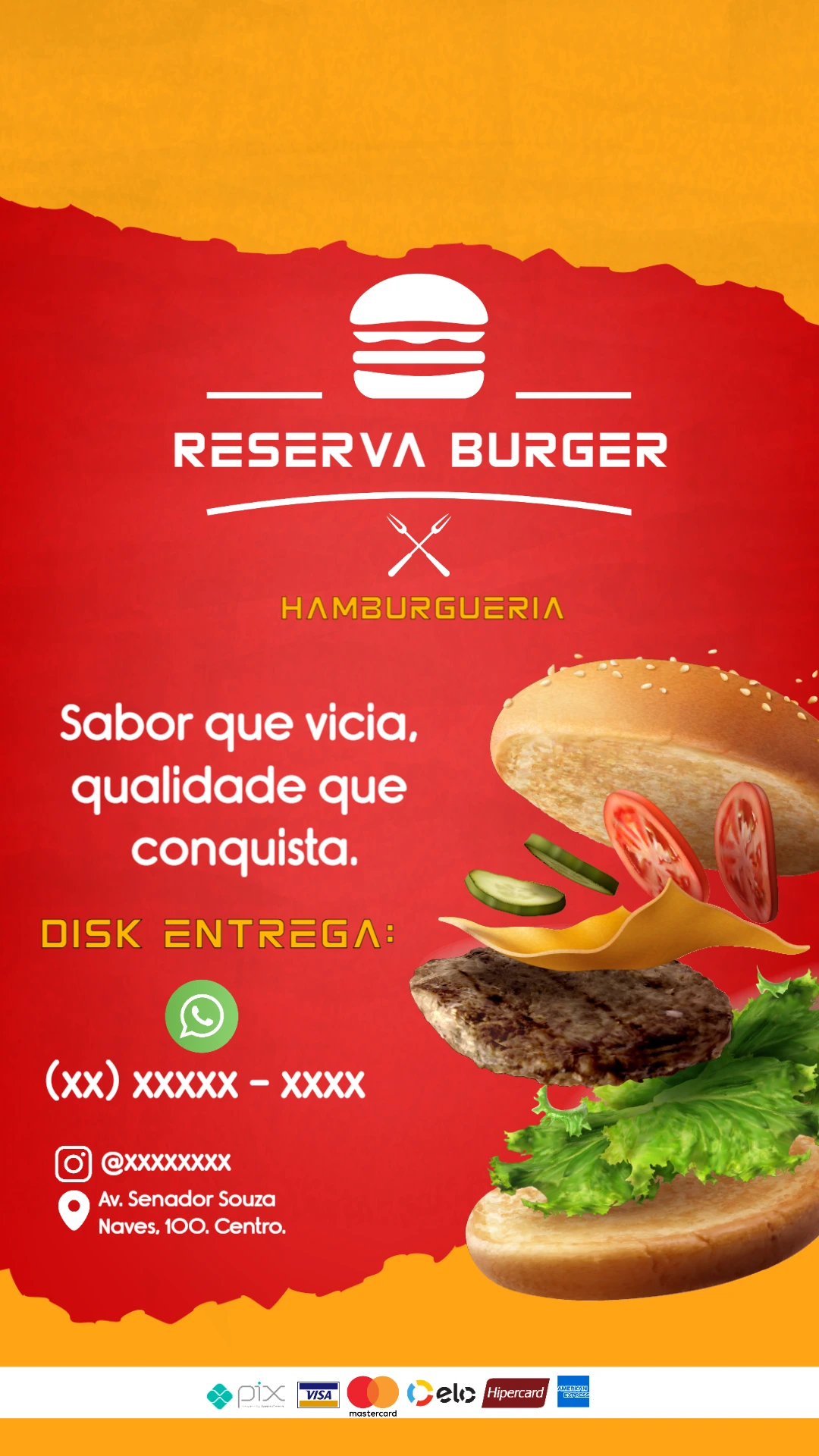 Flyer Promocional para Hamburgueria para Editar Online