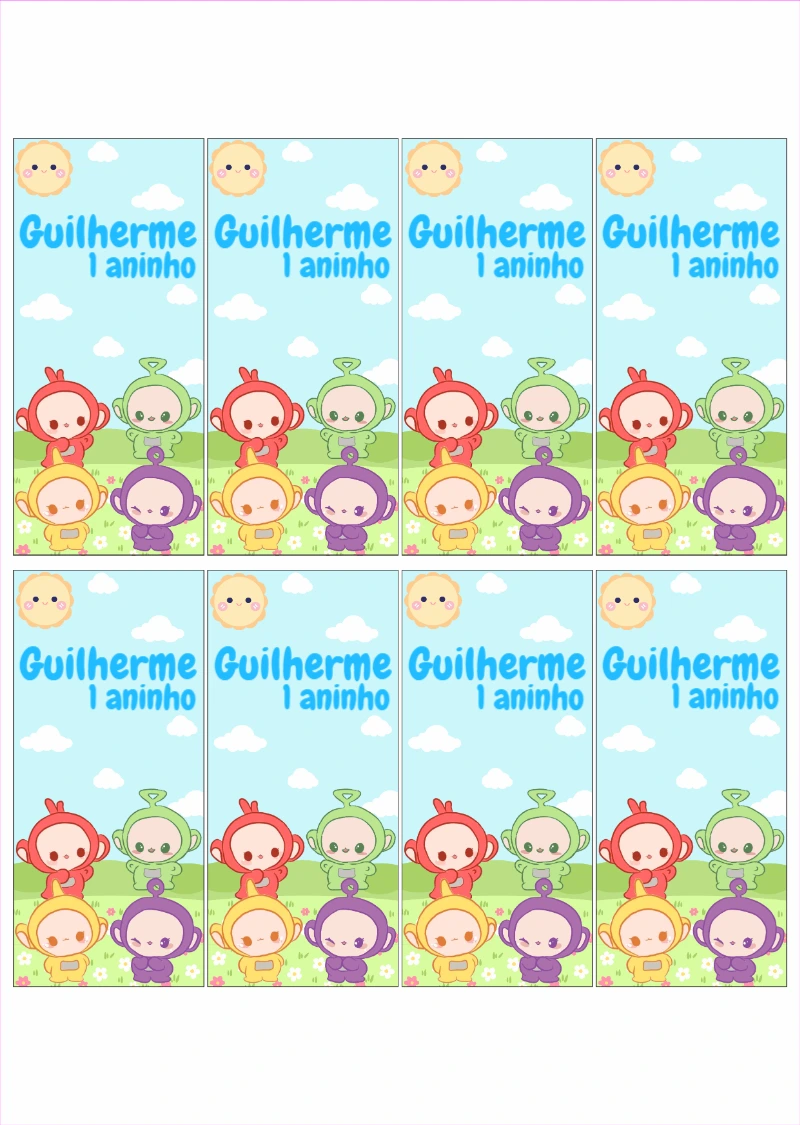Rótulo Teletubbies para Caixa de Suco para Editar Online