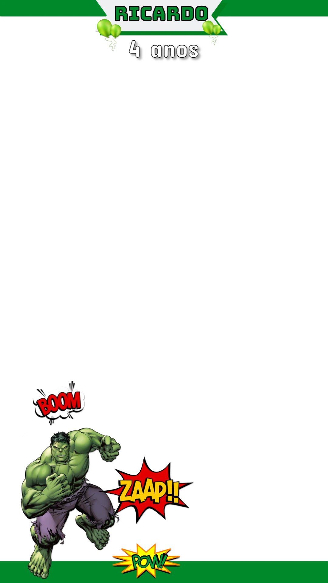 Moldura de Aniversário Hulk para Stories Editável Online