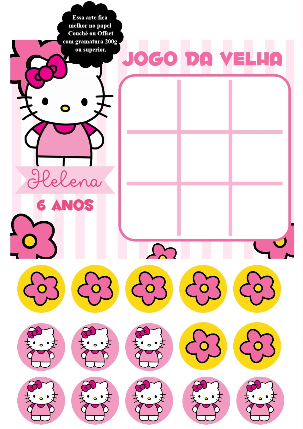 Jogo da Velha Hello Kitty para Aniversário para Editar Online
