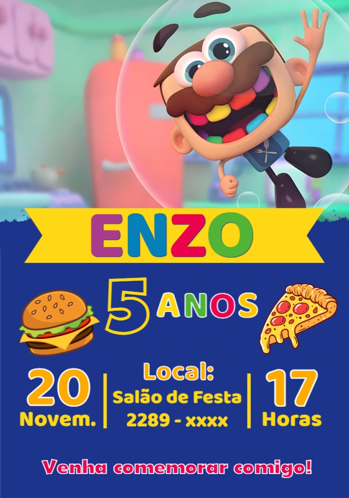 Convite Aniversário José Comilão para Editar Online