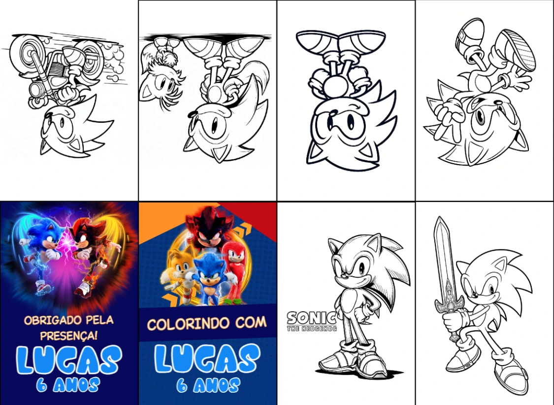 Aniversário Sonic: Livro de Colorir para Editar e Imprimir