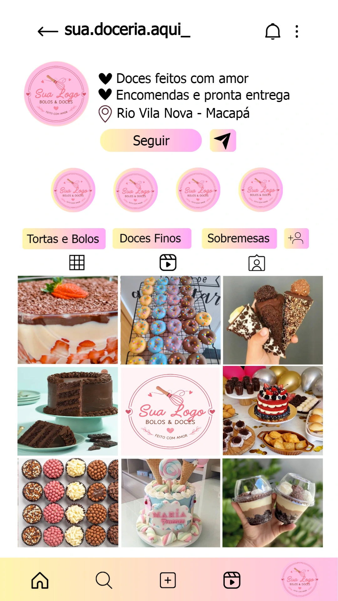 Cartão de Visita Instagram para Doceria Editável Online