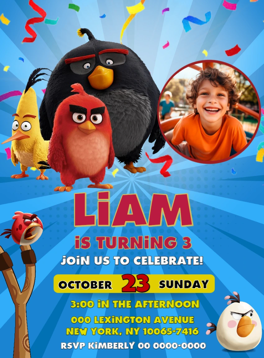 Angry Birds Birthday Invitation Editable Template