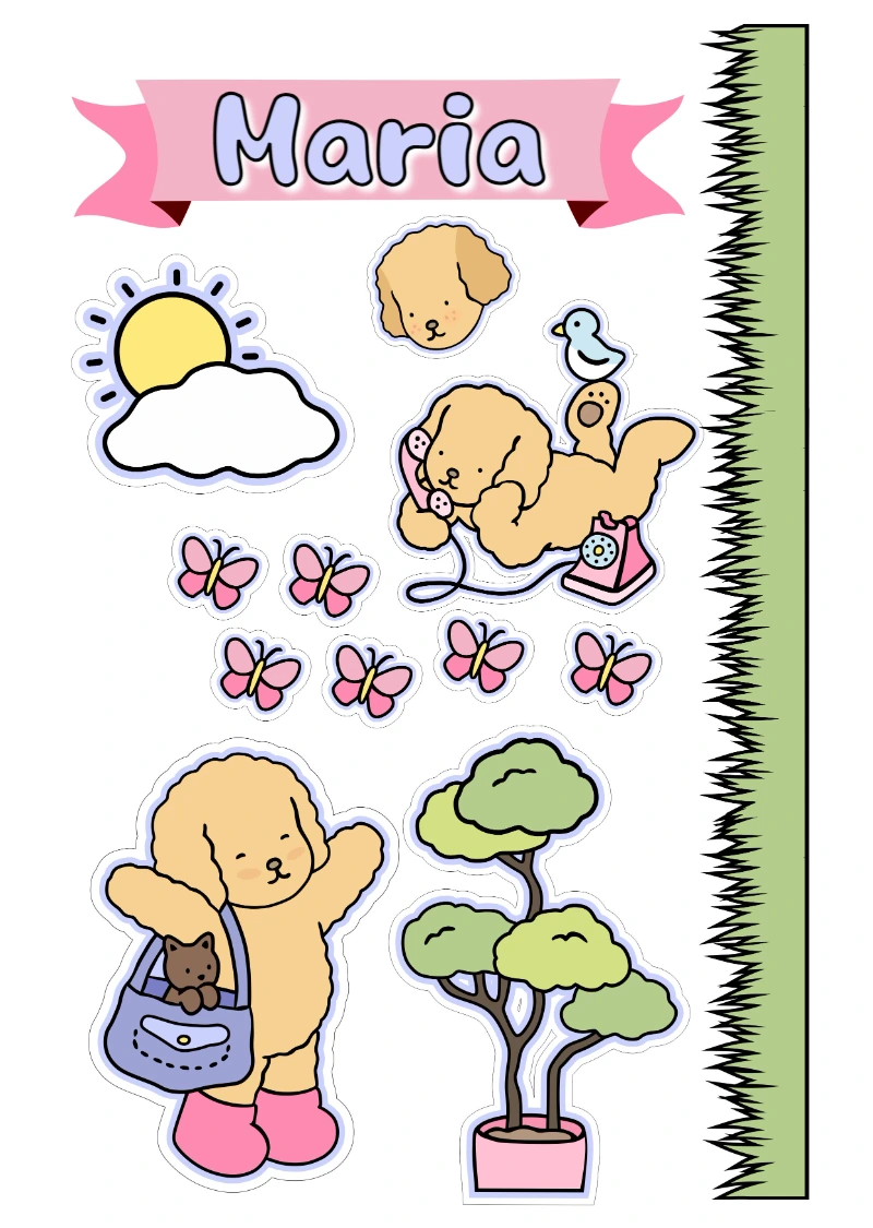 Topo de Bolo Aniversário Cachorrinho Fofo Editável para Imprimir