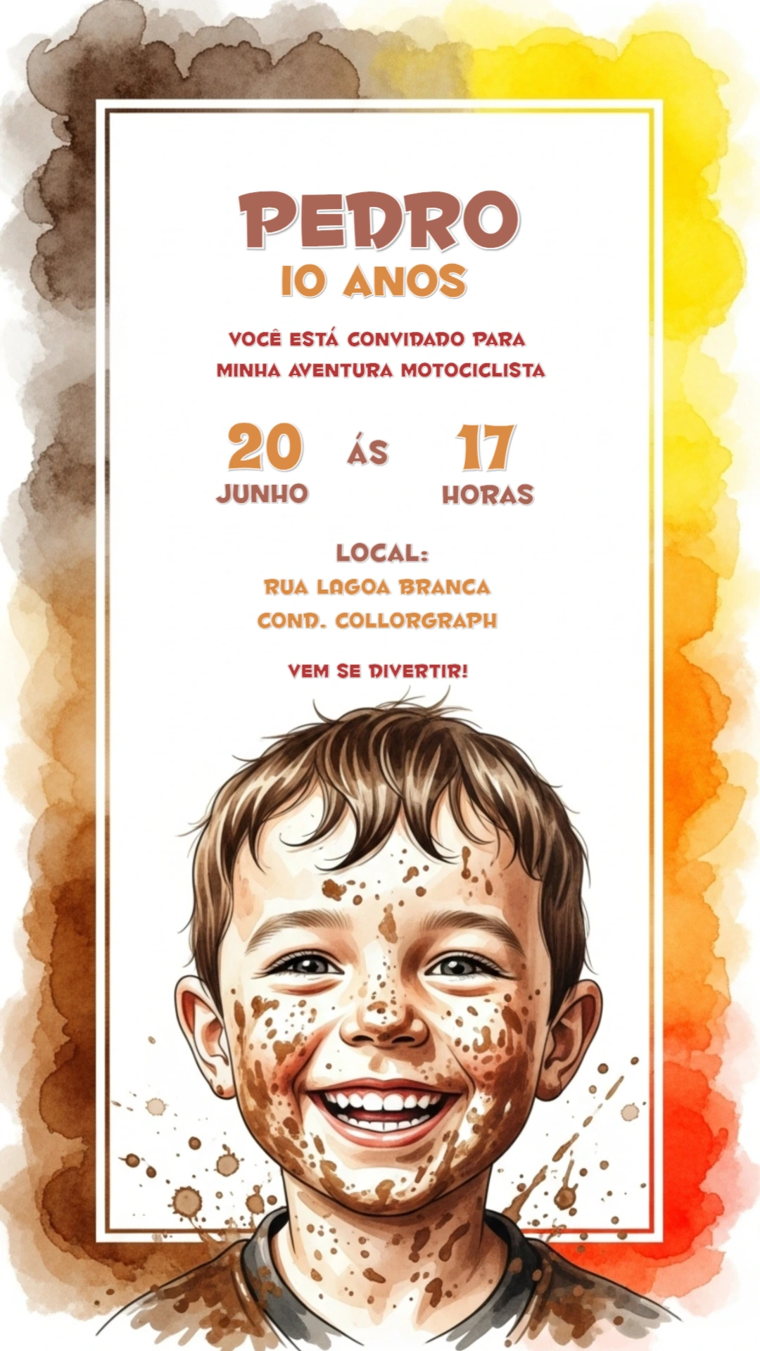 Convite de Aniversário Motocross Aventura para Editar Online