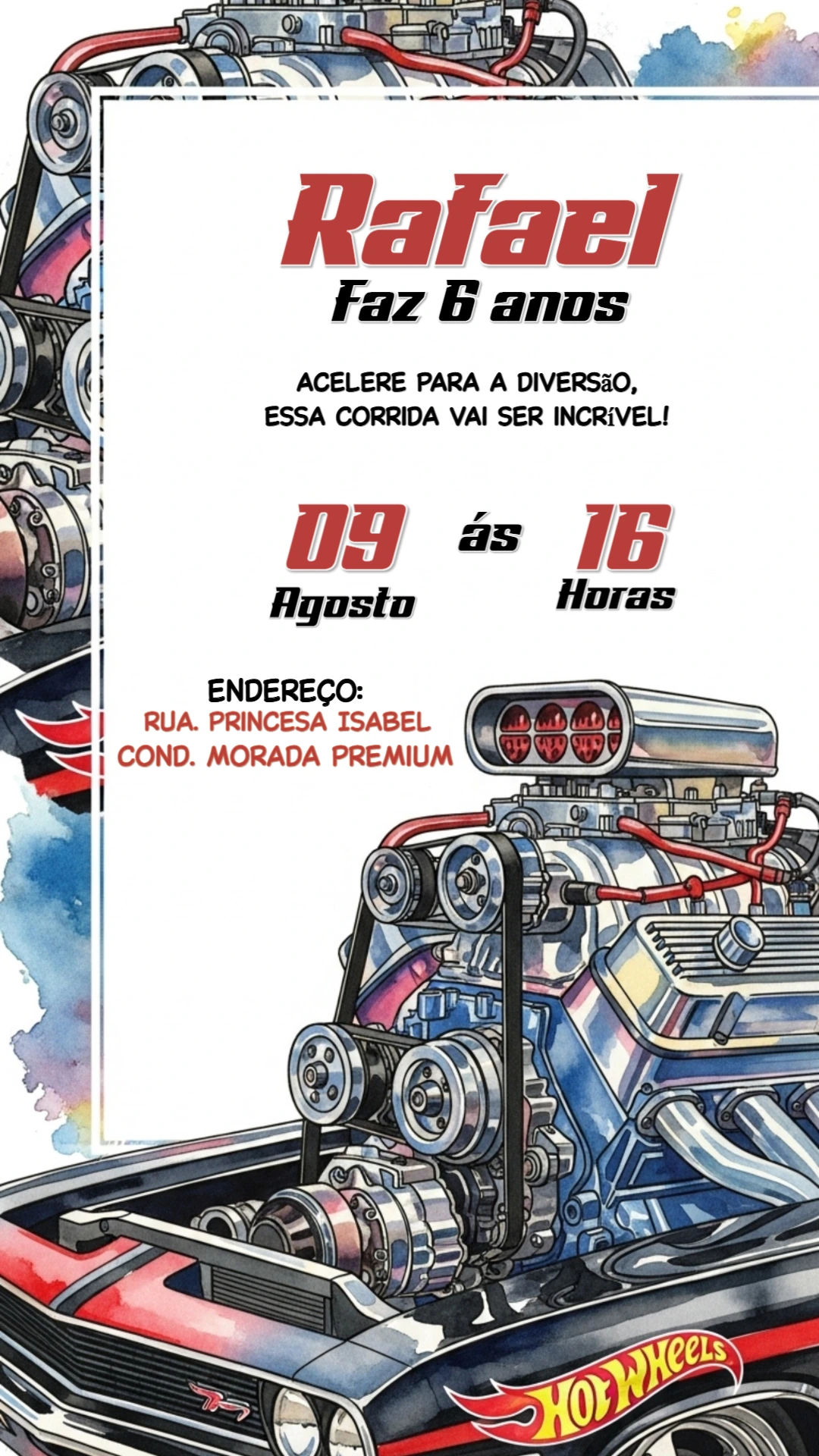 Convite Aniversário Tema Carros Hotwheels Editável Online