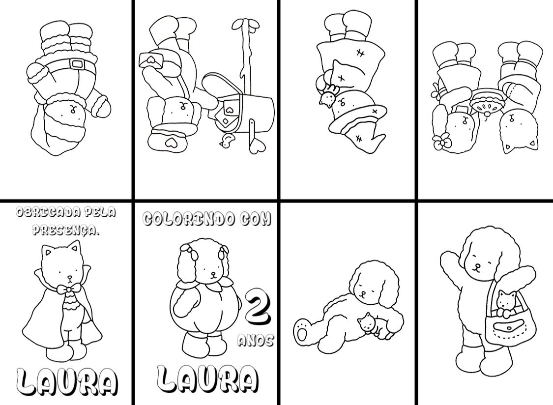Mini Livro de Colorir Fofo com Animais para Editar Online