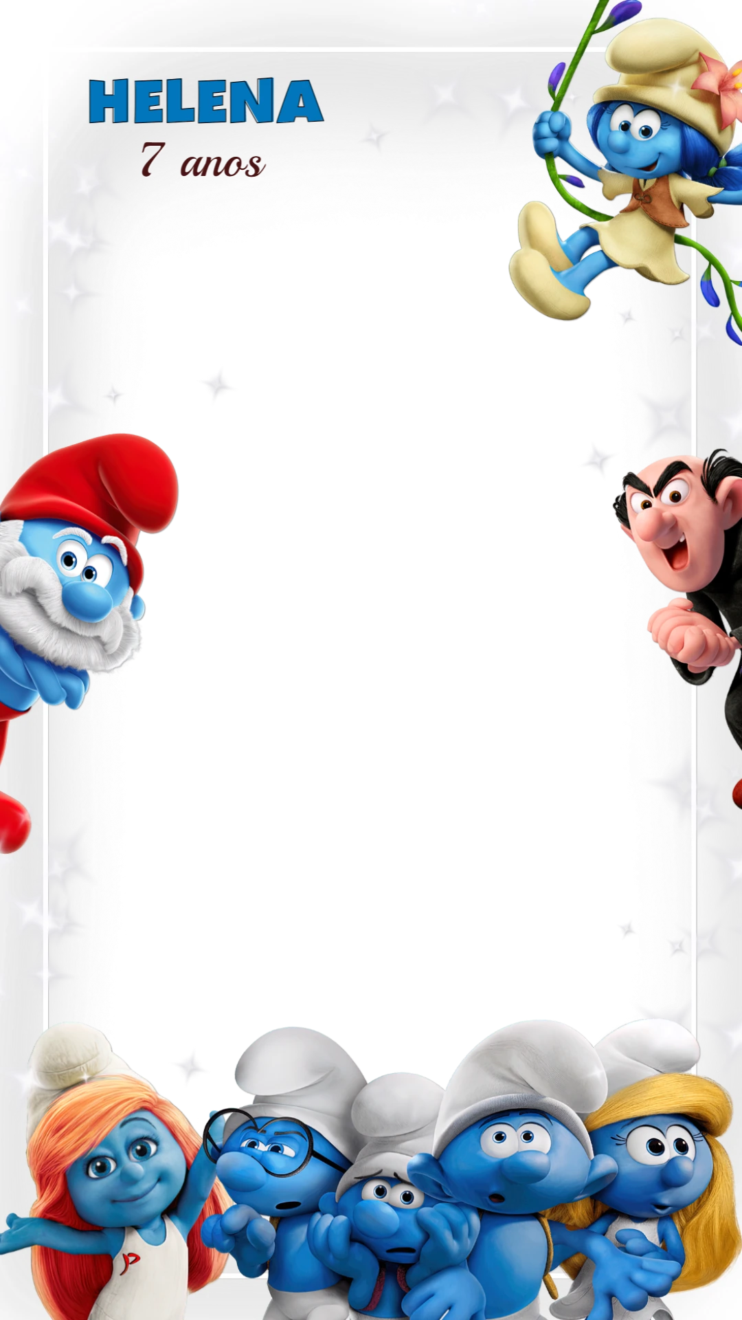 Moldura de Aniversário Smurfs para Stories para Editar Online