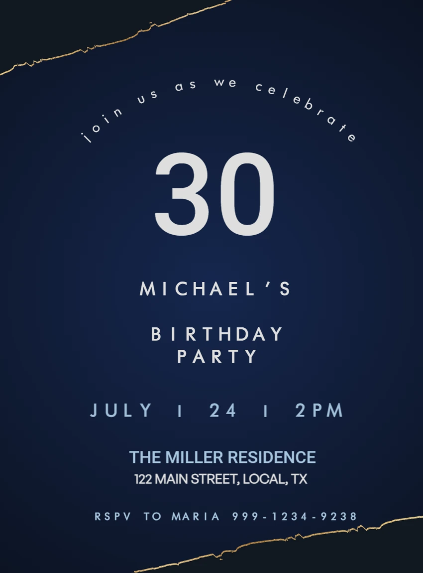 Elegant Man's Birthday Invitation to Edit Online