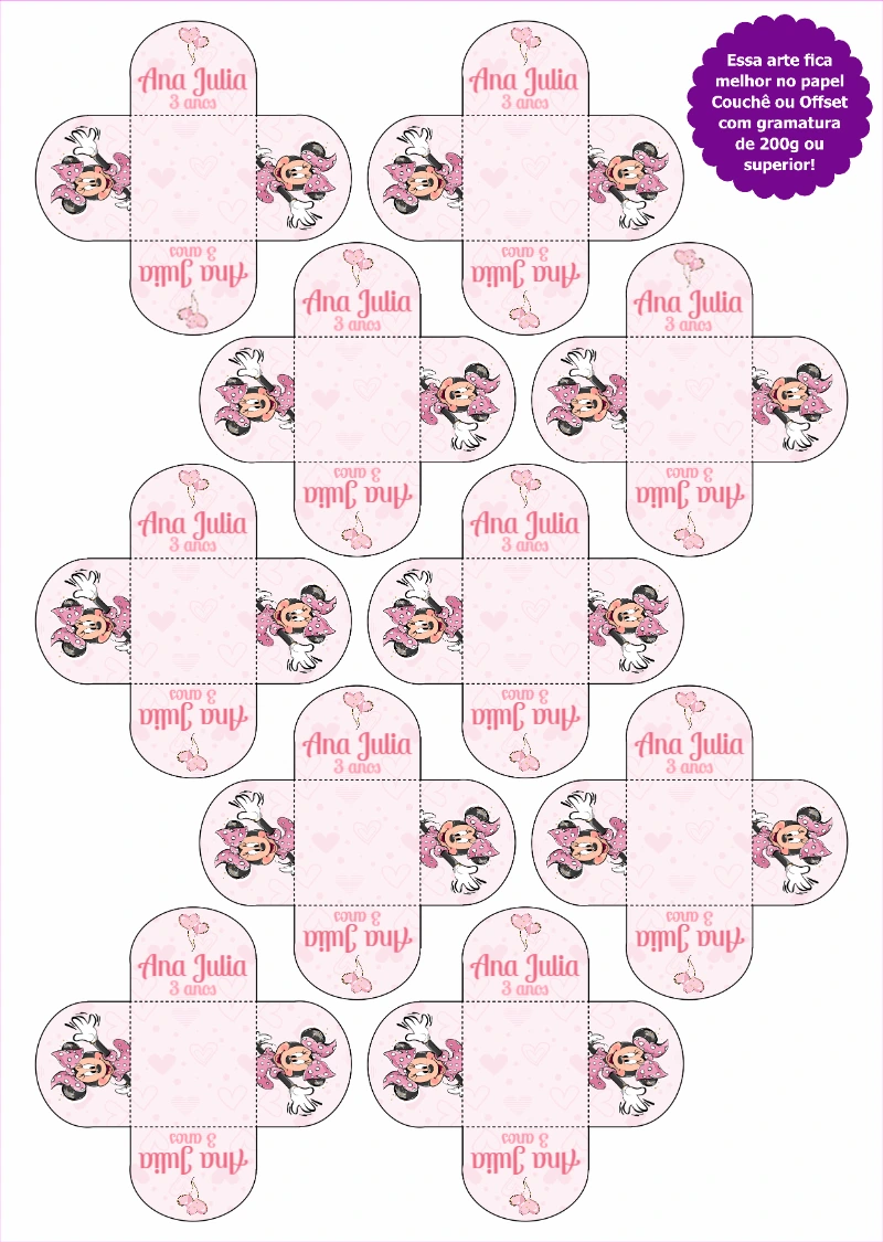 Forminha de Doces Minnie Rosa para Editar Online