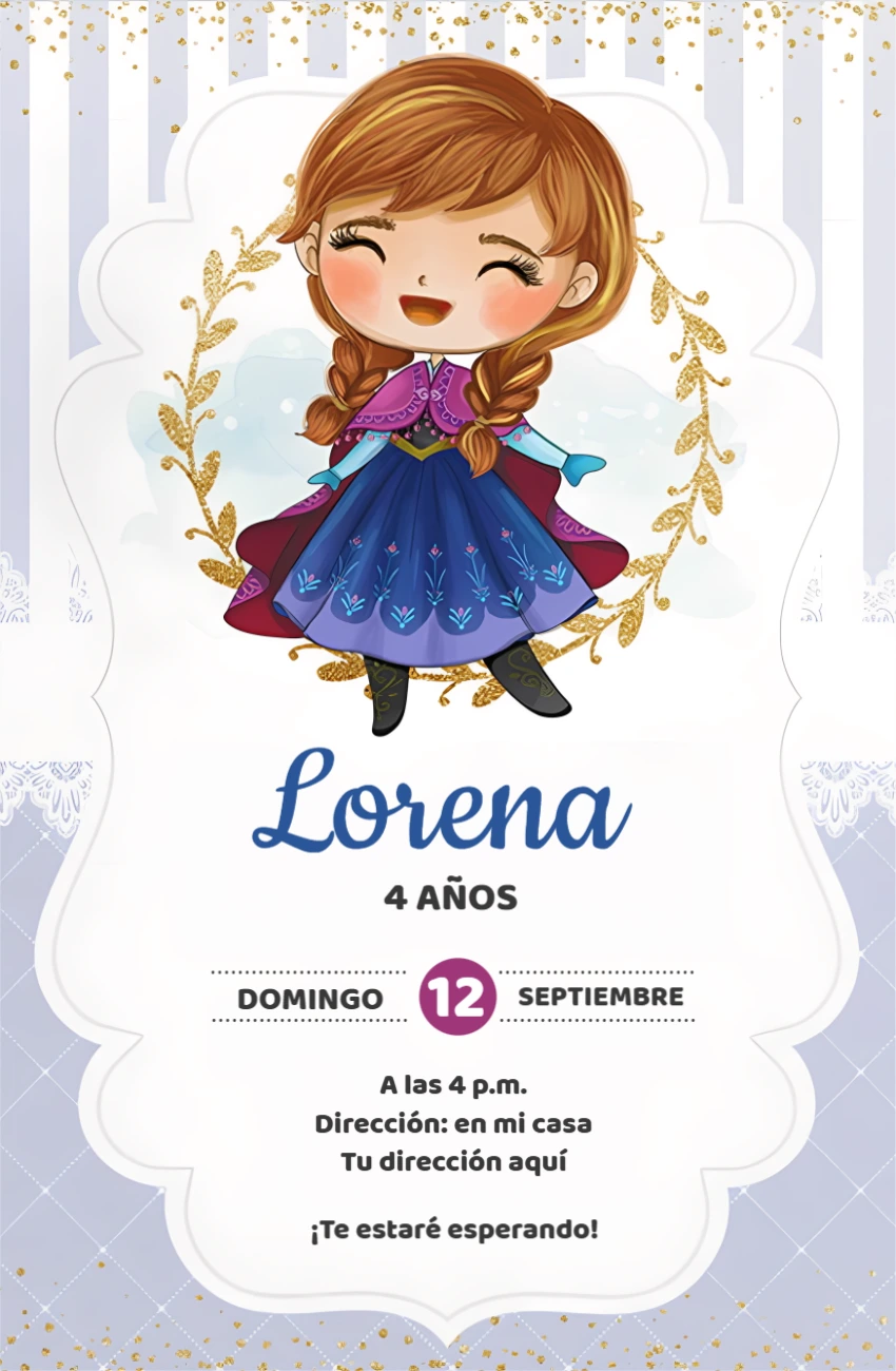 Invitación de Cumpleaños Anna Frozen Editable