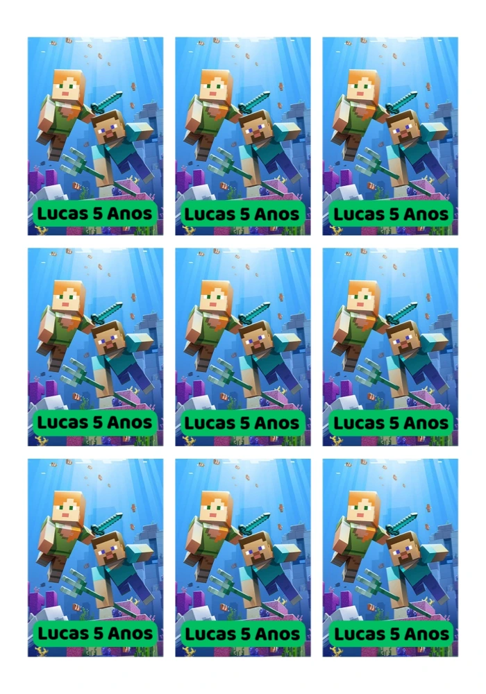 Tag de Aniversário Minecraft com Personagens para Editar Online