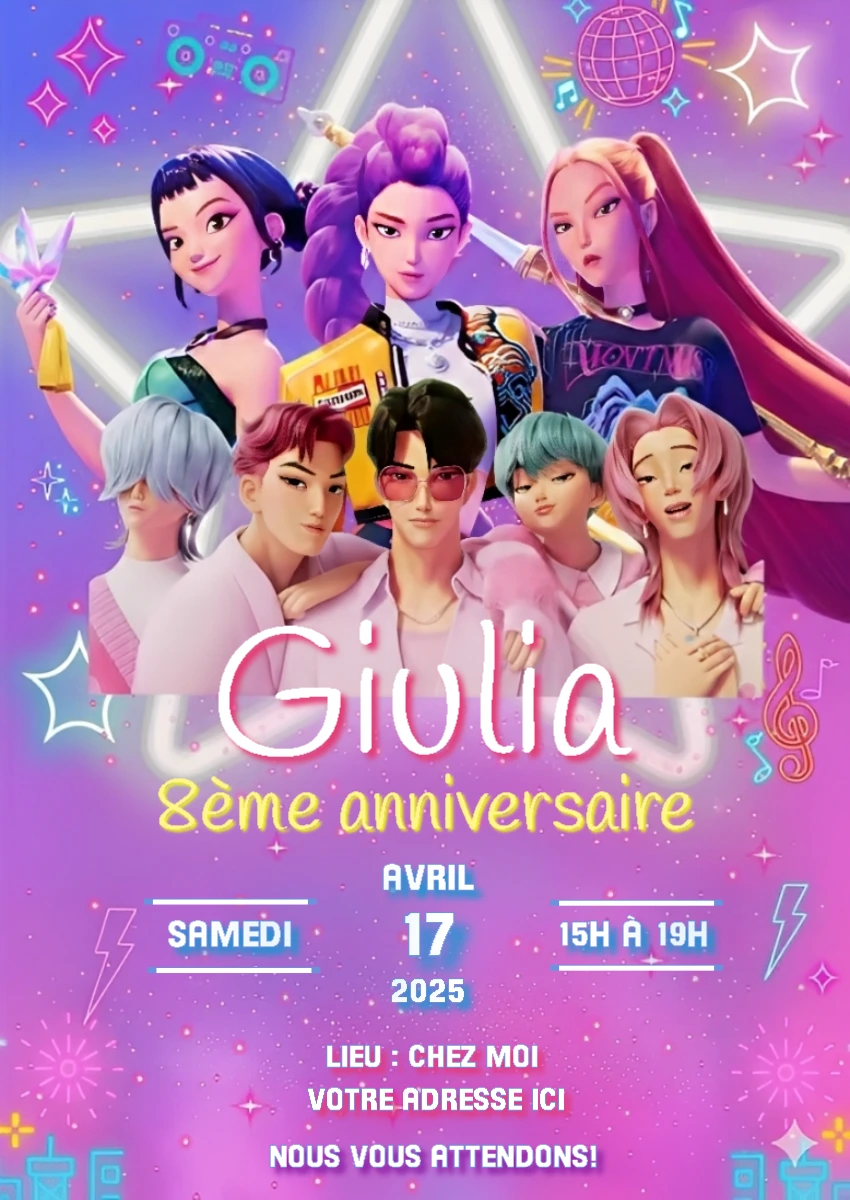 Invitation Anniversaire Groupe K-pop à Éditer en Ligne