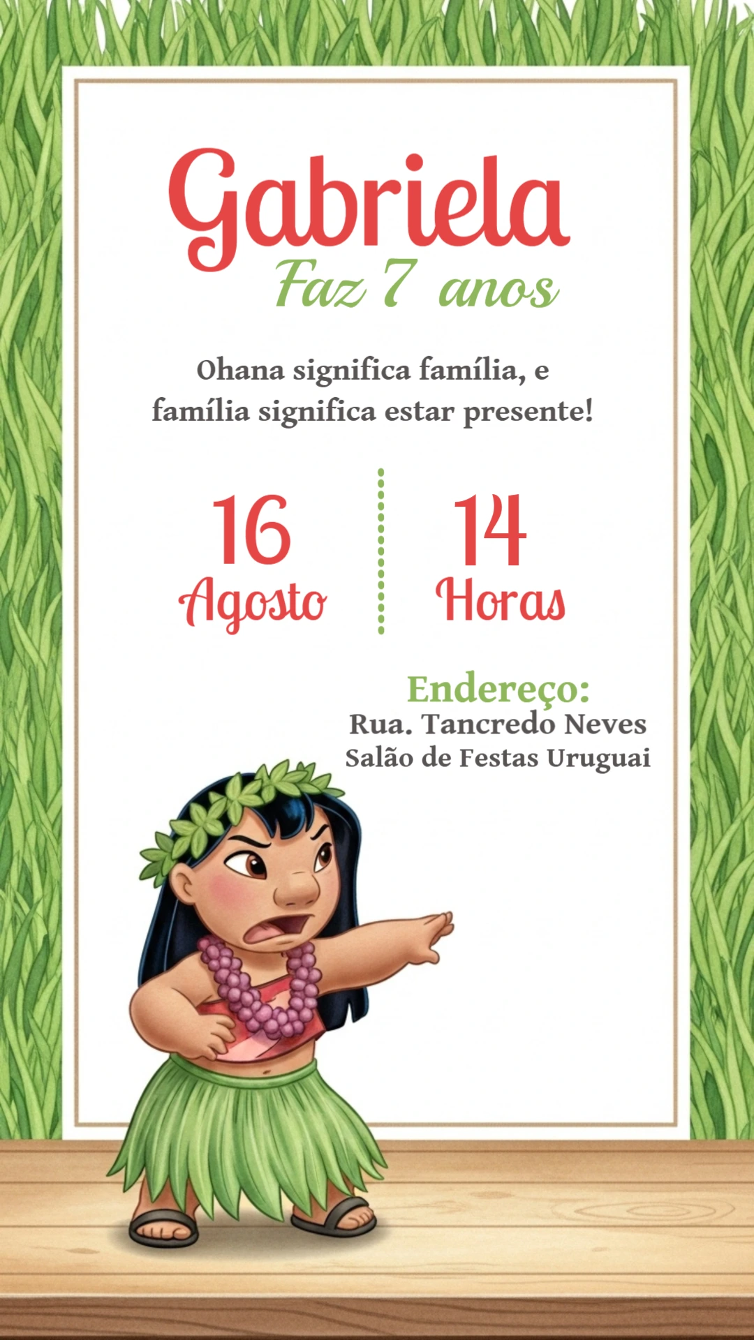 Convite de Aniversário Lilo e Stitch para Editar Online