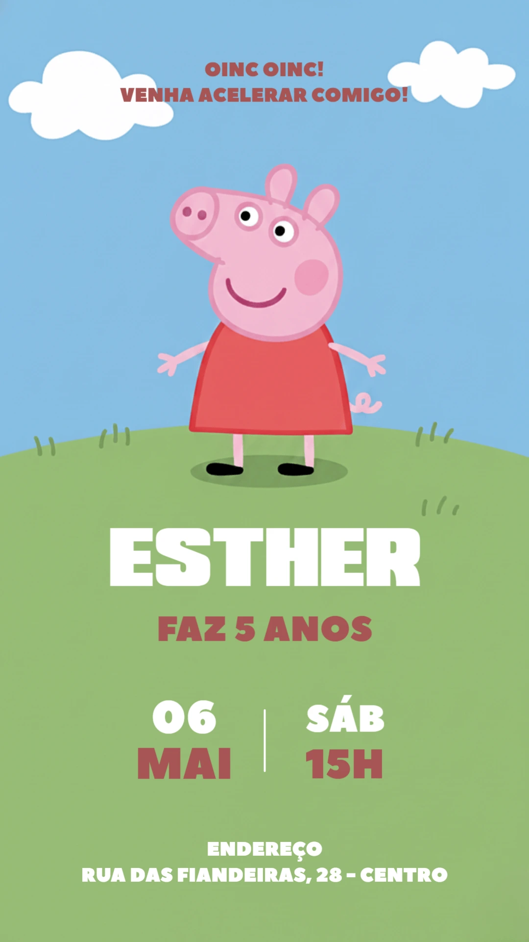 Convite de Aniversário Peppa Pig para Editar Online